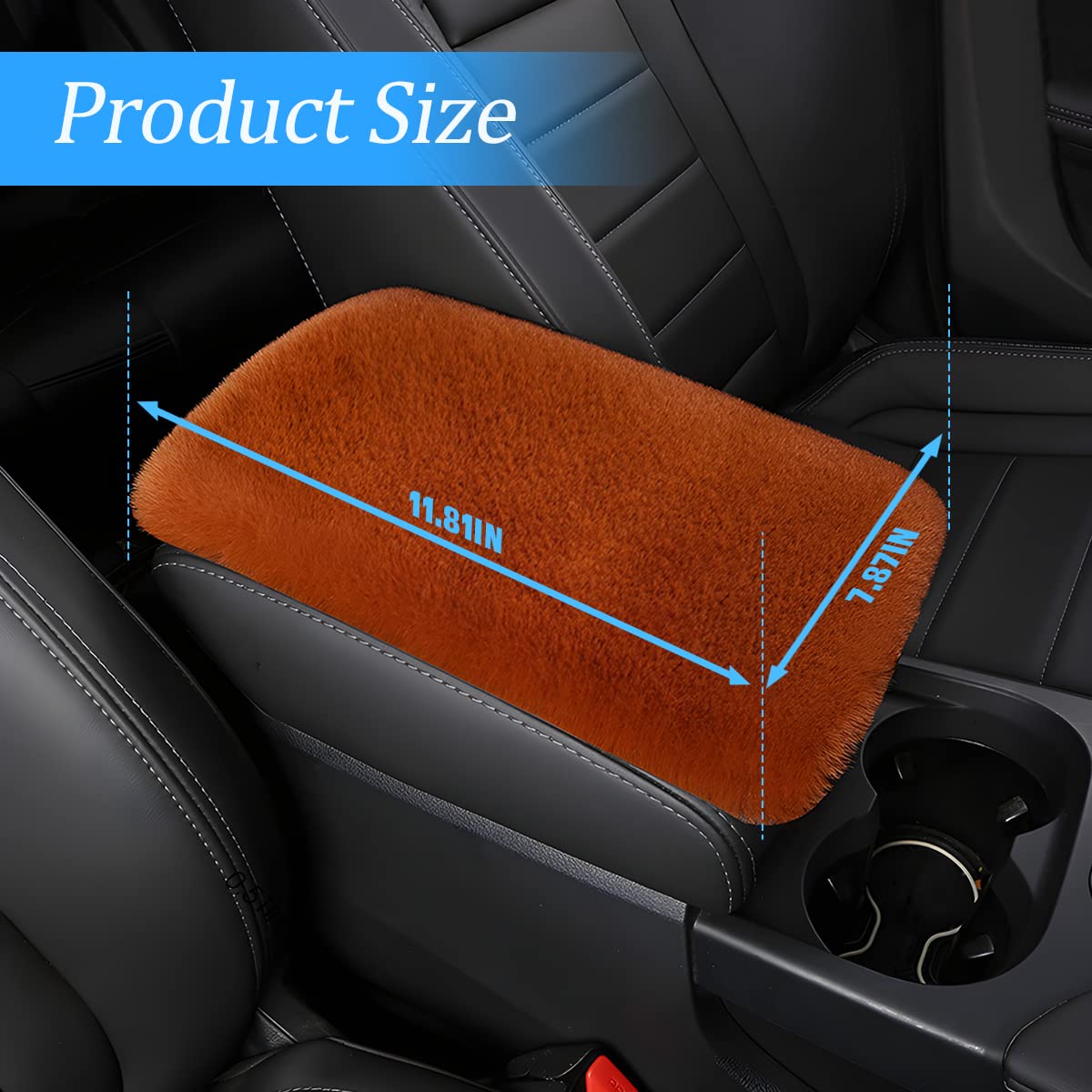 Fluffy Car Armrest Cover, Universal Car Center Console Pad, Car Armrest Seat Box Cover Decor Accessories For Women Men, Armrest Seat Box Cover Protector For Most Vehicle, Suv, Truck, Car (Brown)
