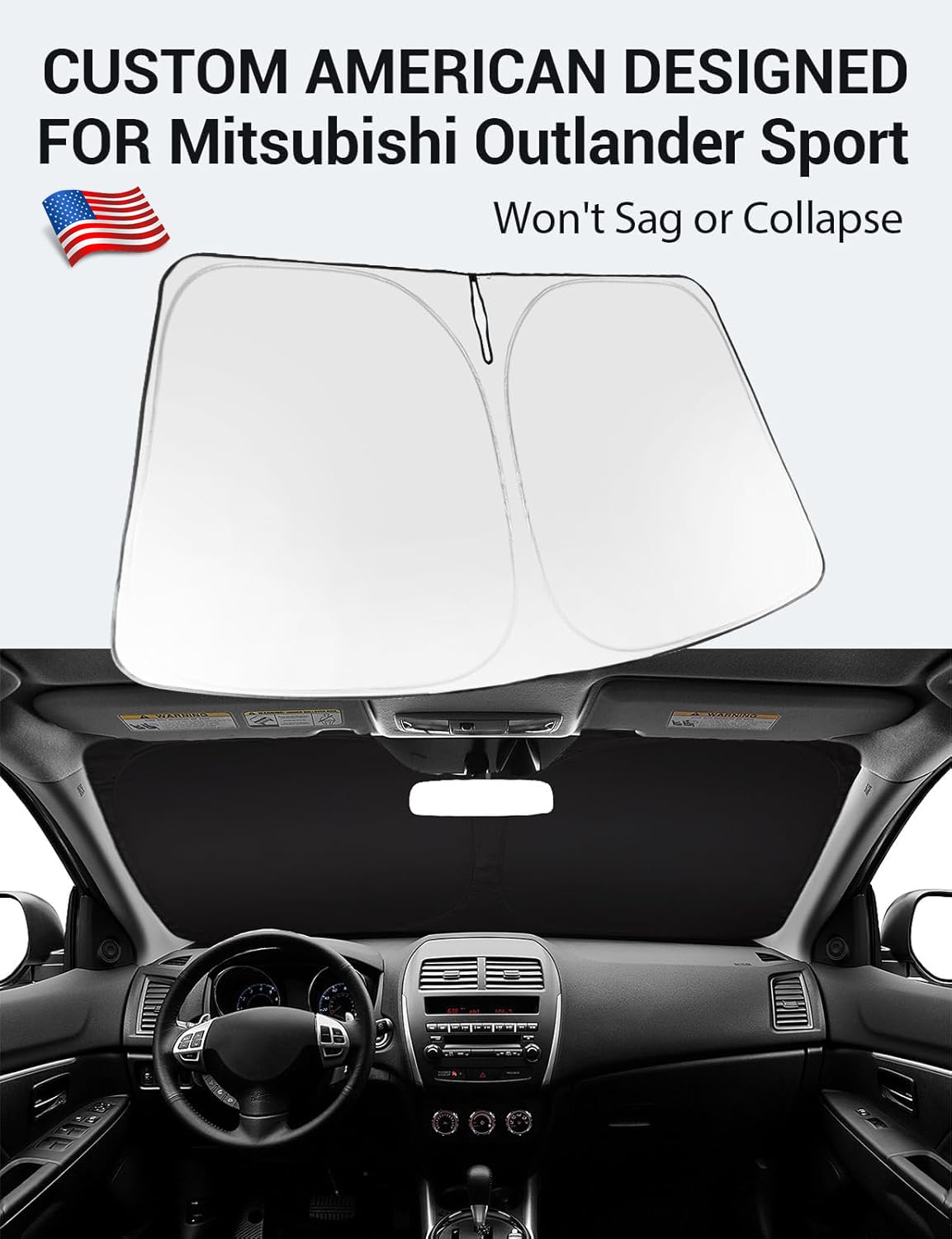 Proadsy 2025 Upgrade Windshield Sun Shade Custom Fit Mitsubishi Outlander Sport 2011-2024 2025 4-Layer Foldable Front Sunshade P