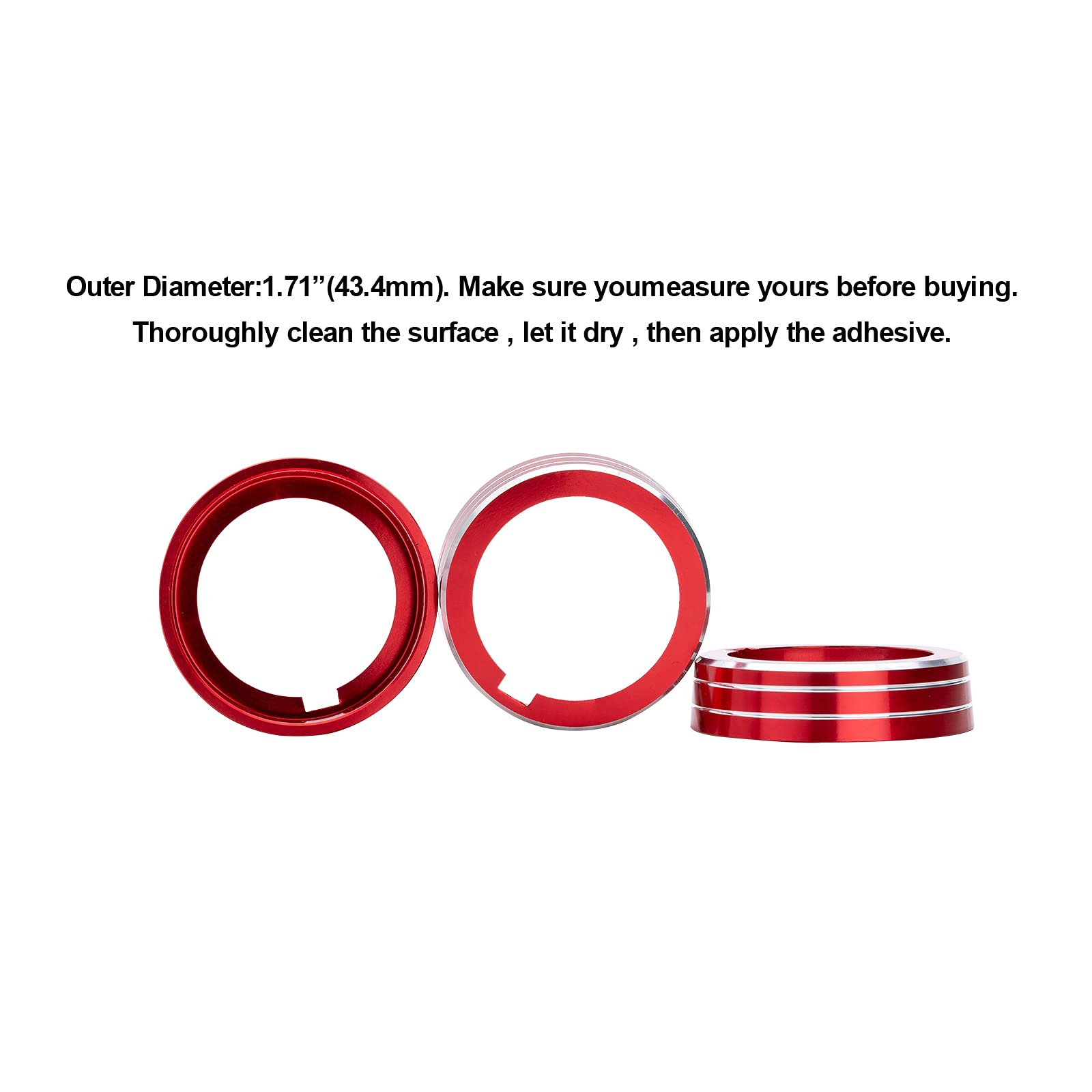 Xotic Tech Aluminum Center Console Ac Climate Knob Button,Multimedia Switch Control Knob Decoration Ring Cover Trim Compatible With Volkswagen Mk7 Golf/Gti 2012-2016 (Red) - 3Pcs