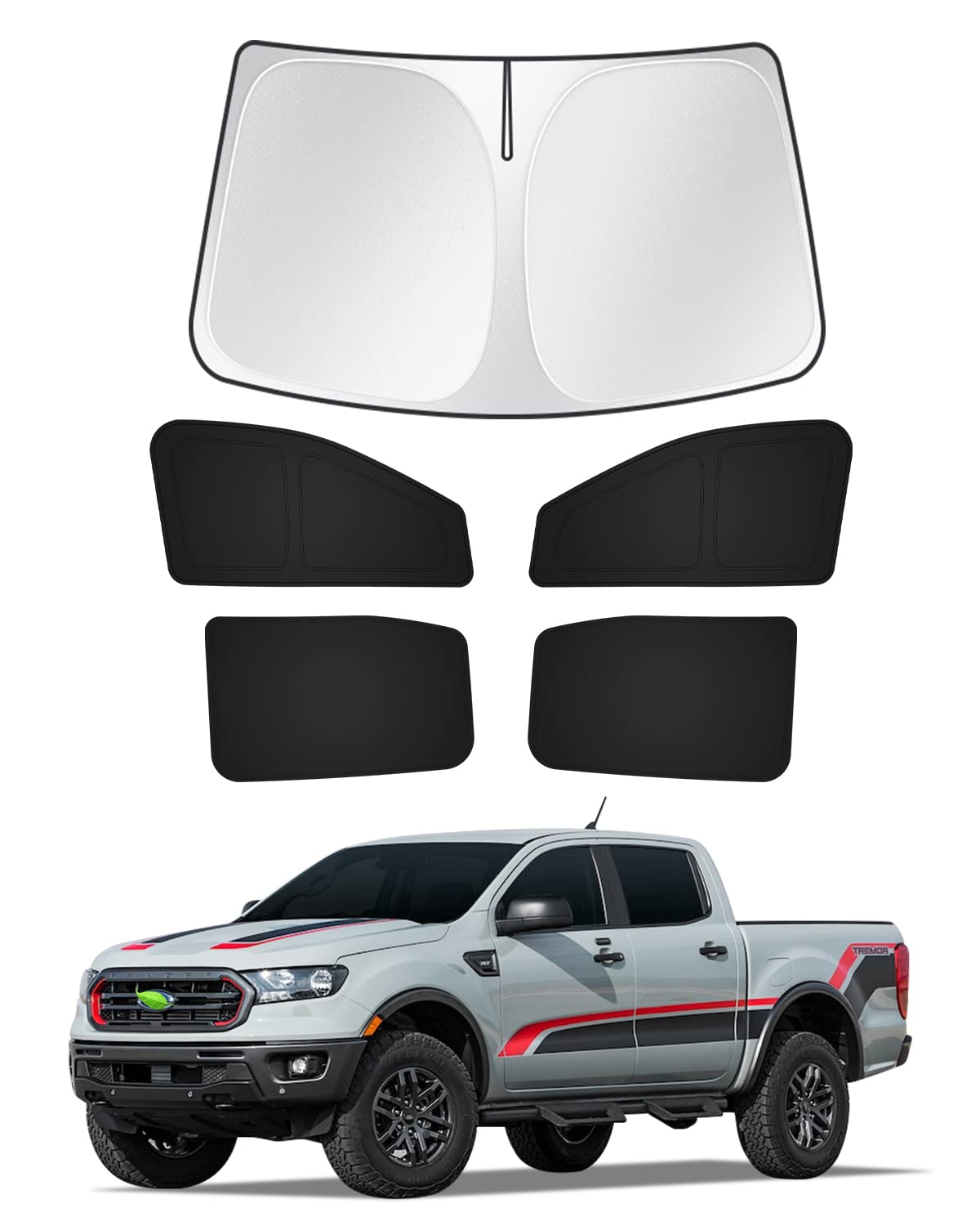 Canvcle Sunshades For 2019-2024 2025 Ford Ranger 4Door Windshield Sunshade Side Rear Windows Sun Visor Shield Privacy Cover Keep
