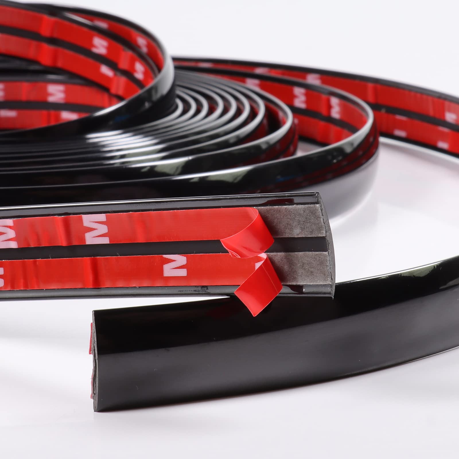 Car Elements 1In(25Mm) Automotive Trim Molding 25Ft Heavy-Duty Car Side Moldings(Self Adhesive) Uv Protected Scratch-Proof For All Vehicles Body Door Window Bumper -Glossy Black