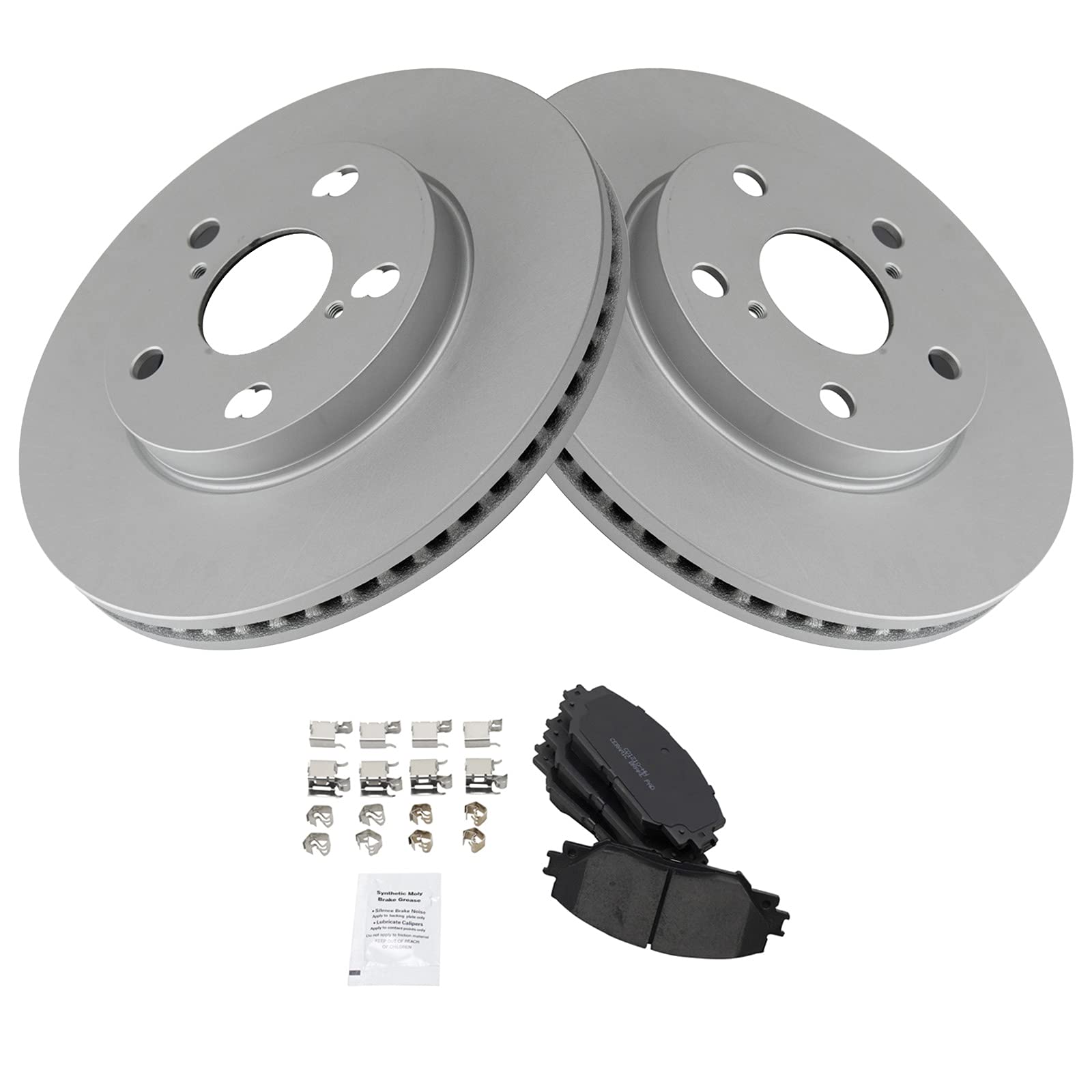 Trq Front Brake Pad & Rotor Kit Brake Pads Brake Rotor Ceramic Vented Premium G-Coated Compatible With 2010-2012 Lexus Hs250H 20