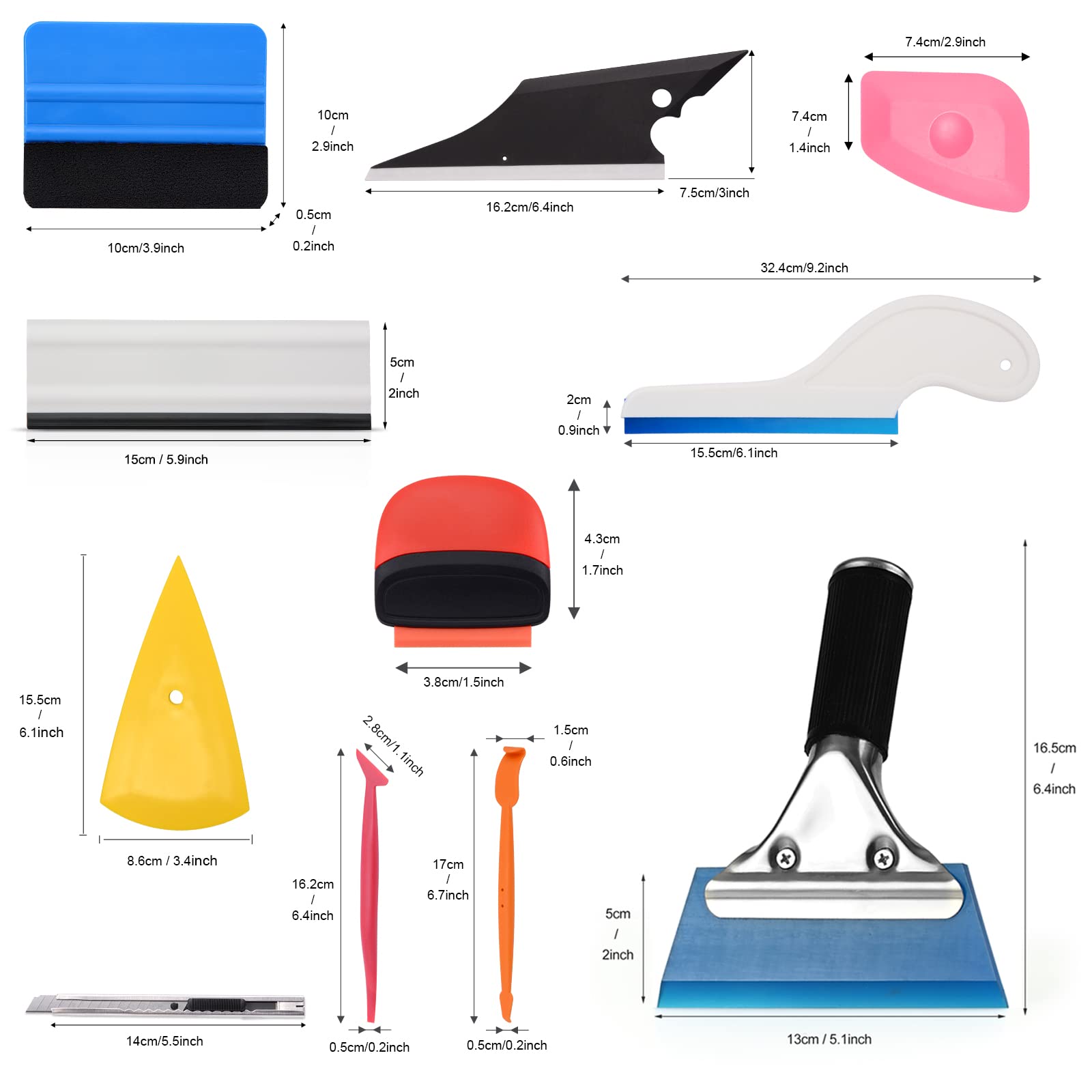 Ehdis Window Tint Tools Vinyl Wrap Tool Kit With Vinyl Squeegee,Vinyl Wrap Stick,Wrapping Paper Cutter, Utility Knife And Blades
