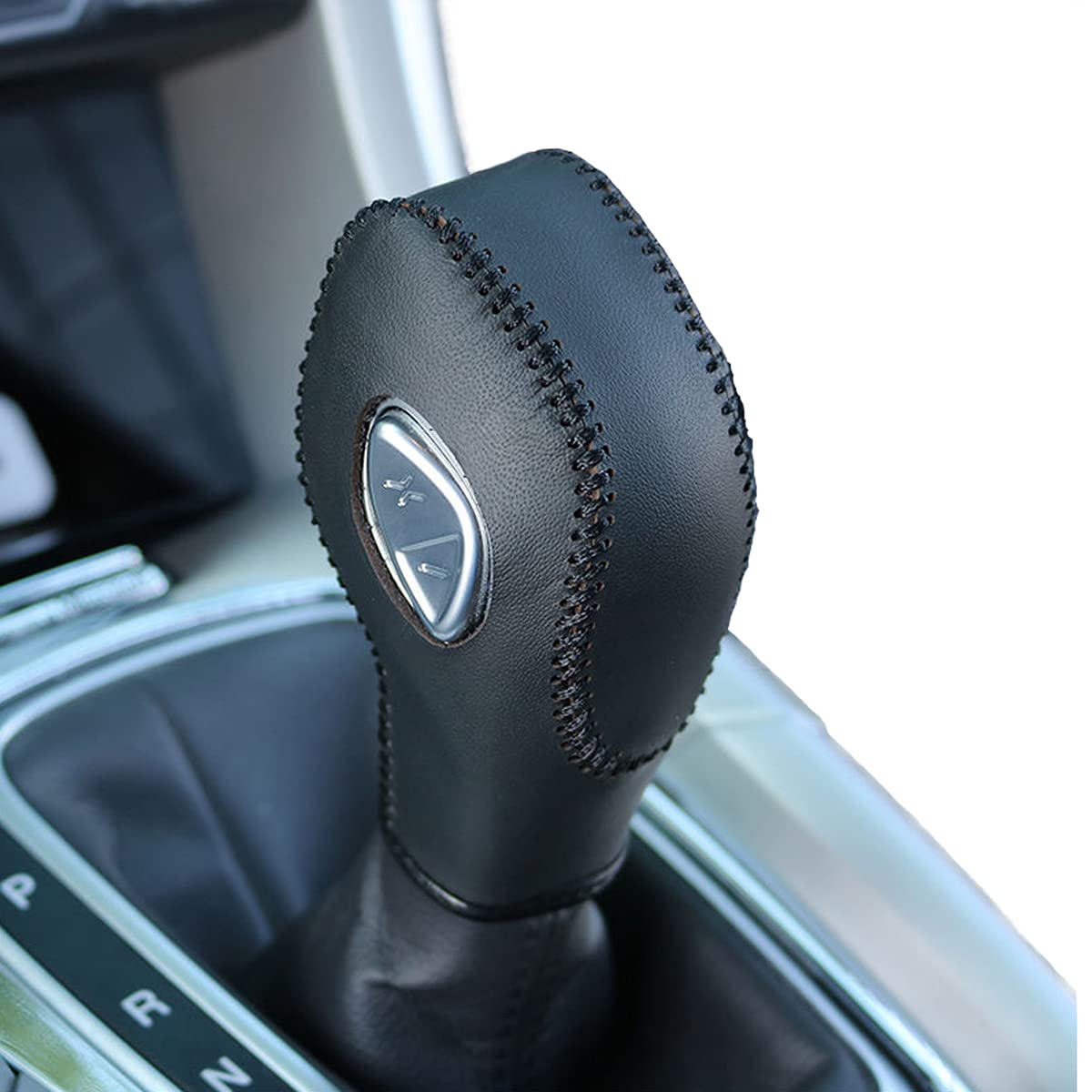 ACTOOLE Black Leather Gear Shift Knob Cover for Ford Focus, Fiesta, Fusion 2012-2016 - Stylish, Durable Accessory