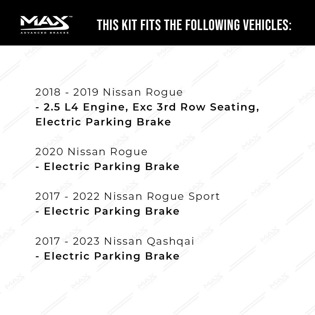 Max Advanced Brakes Front & Rear Brake Kit Compatible With 2018 2019 2020 Nissan Rogue 2.5 L4 Sport Qashqai Replacement Cross Dr