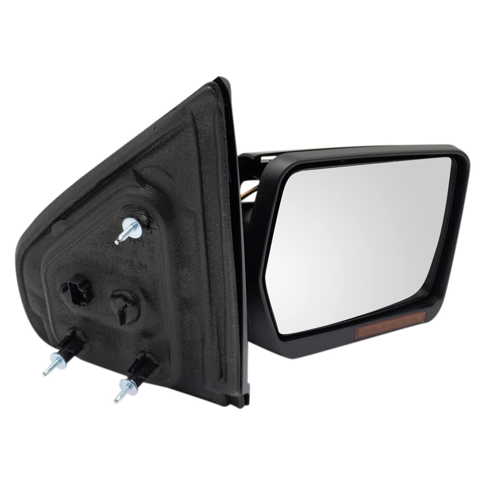 Trq Right Mirror With Heat Manual Folding With Memory With Black Cover Passenger Side Compatible With 2009-2014 Ford F-150 Fo132