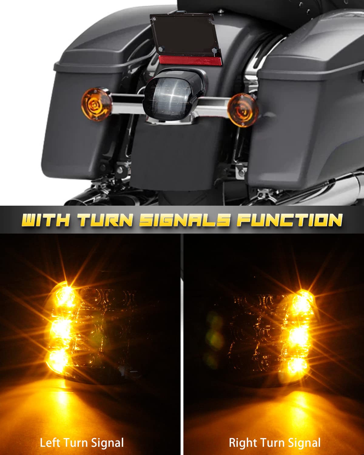 Nthreeauto Smoked Led Rear Brake Tail Light Integrated Turn Signals Taillights Compatible With Harley Dyna Road King Electra Gli