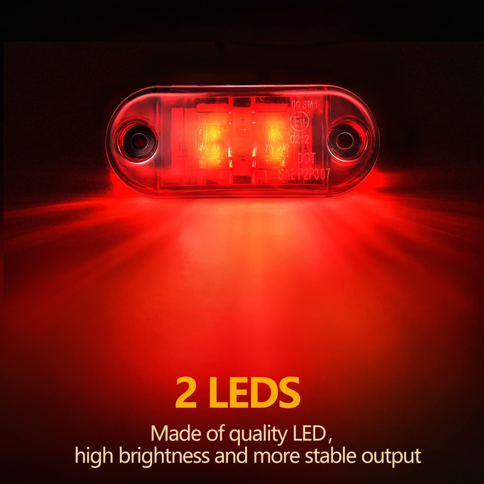 Tallew 20 Pieces 2.5 Inch 2 Diode Trailer Marker Lights Waterproof Led Trailer Side Marker Light Oval Trailer Running Lights For