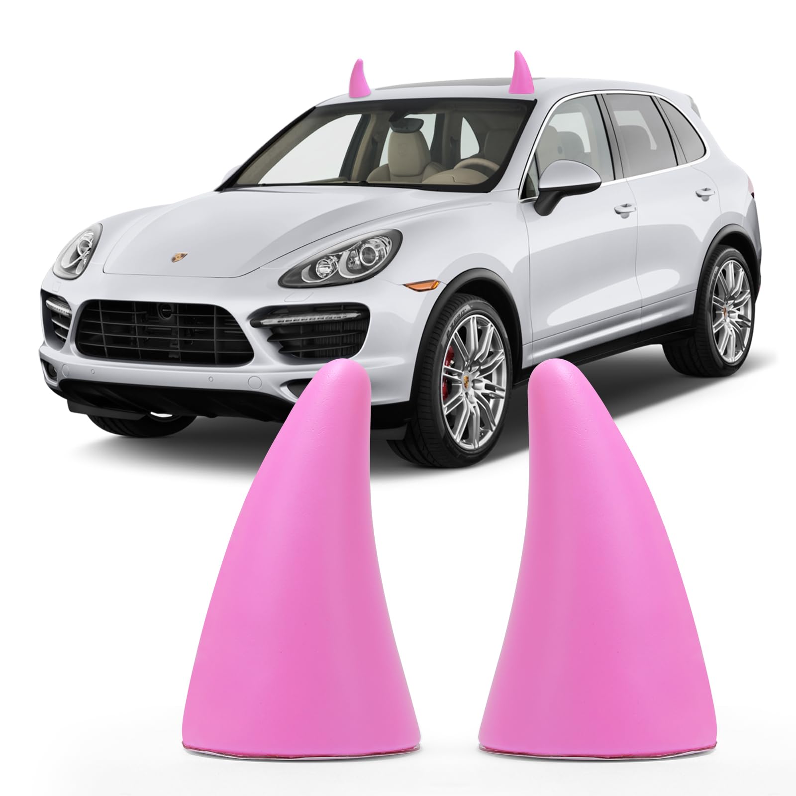 Ygmoner Car 3D Devil Horns Sticker (Easy To Find Car In The Parking Lot) Halloween Car Roof Decor Elasticity Foam Bull Horns (Fa