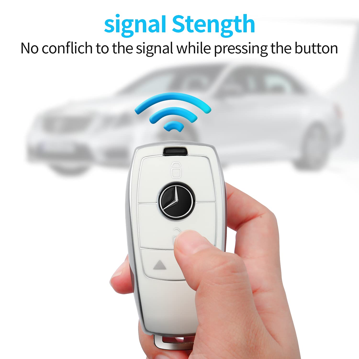 Autophone Compatible With Mercedes Benz Key Fob Cover With Keychain,Soft Tpu 360 Degree Protection Key Case For 2019-2021 A-Class C-Class G-Class 2017-2020 E-Class S-Class (White)