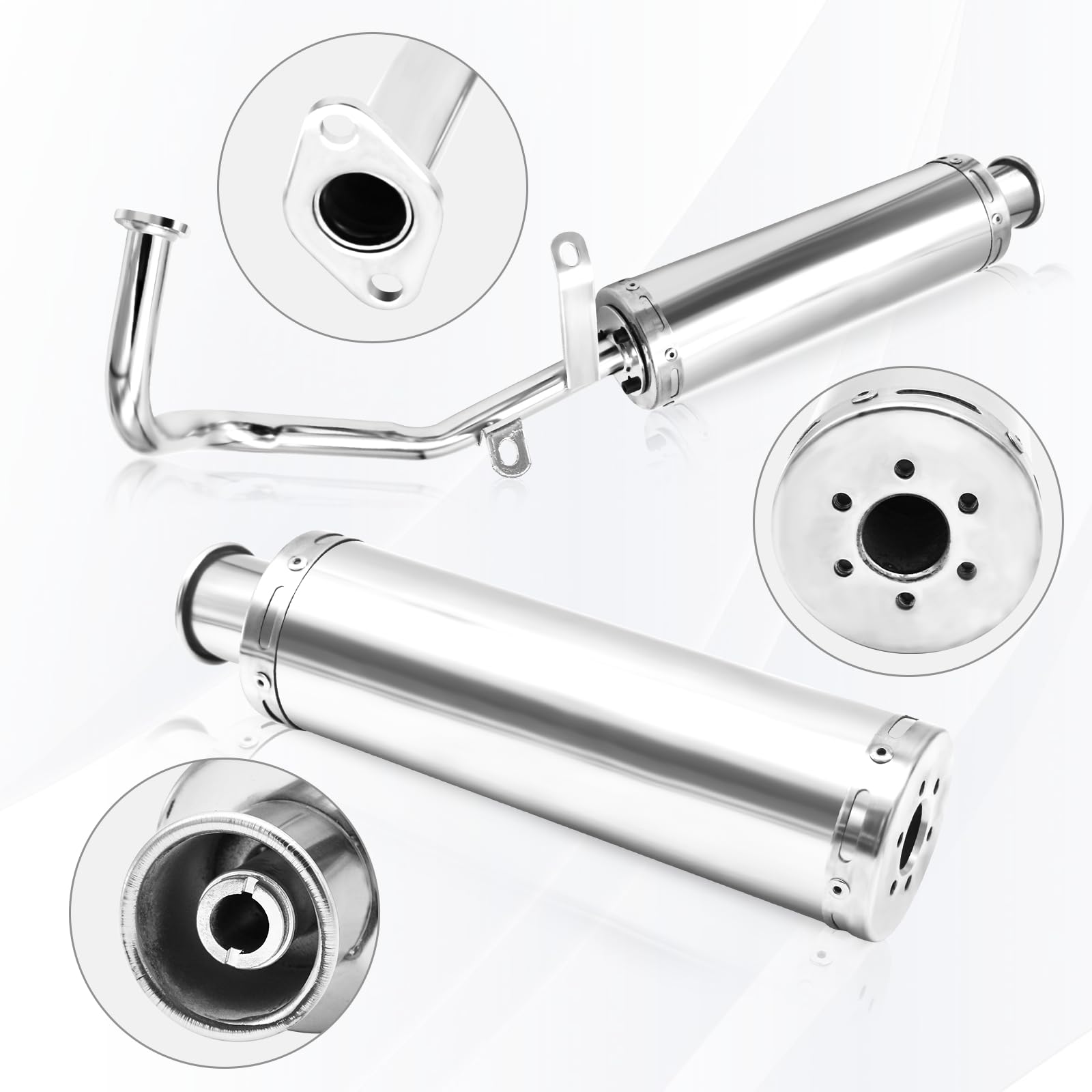 Wai Danie Motorcycle Exhaust Muffler Scooter Performance Exhaust Stainless Pipe For GY6 4 Stroke 50CC 80CC 100CC Scooter QMB139