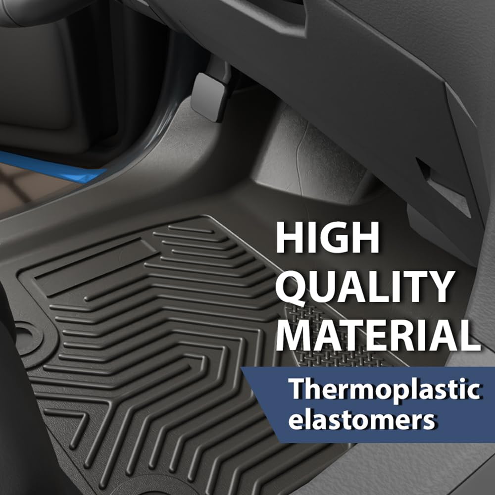 Pit66 Floor Mats Compatible With 2017-2024 Ford F250 F350 F450 F550 Super Duty Crew Cab (4 Full Size Doors), Tpe 3-Piece Premium