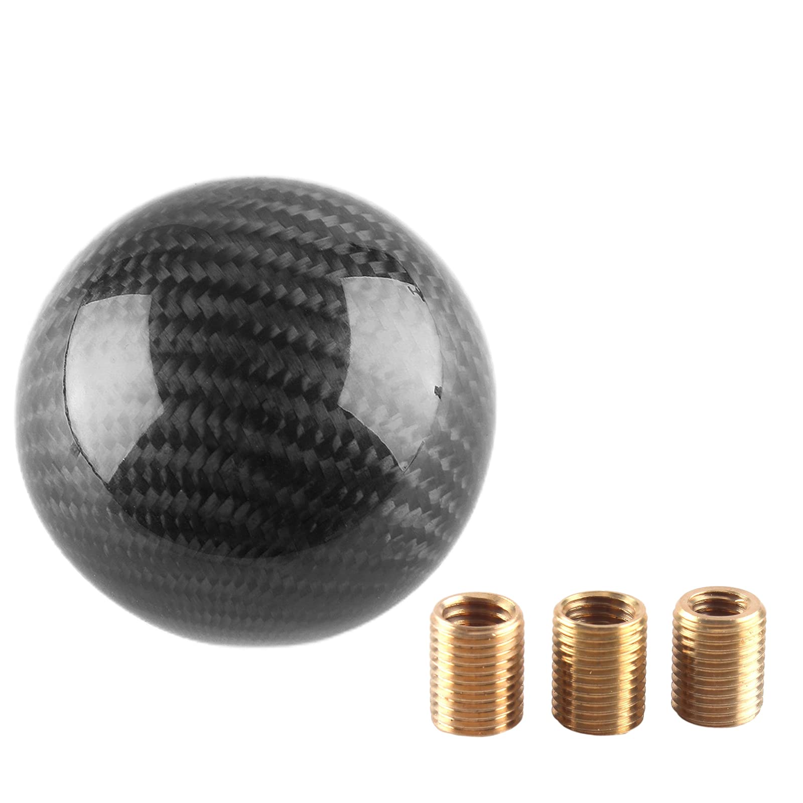 Yiuiy Round Ball Shift Knob 5 6 Speed Carbon Fiber Gear Shifter Knob For Manual Automatic Vehicles With Adapters M12X1.25 M8X1.2