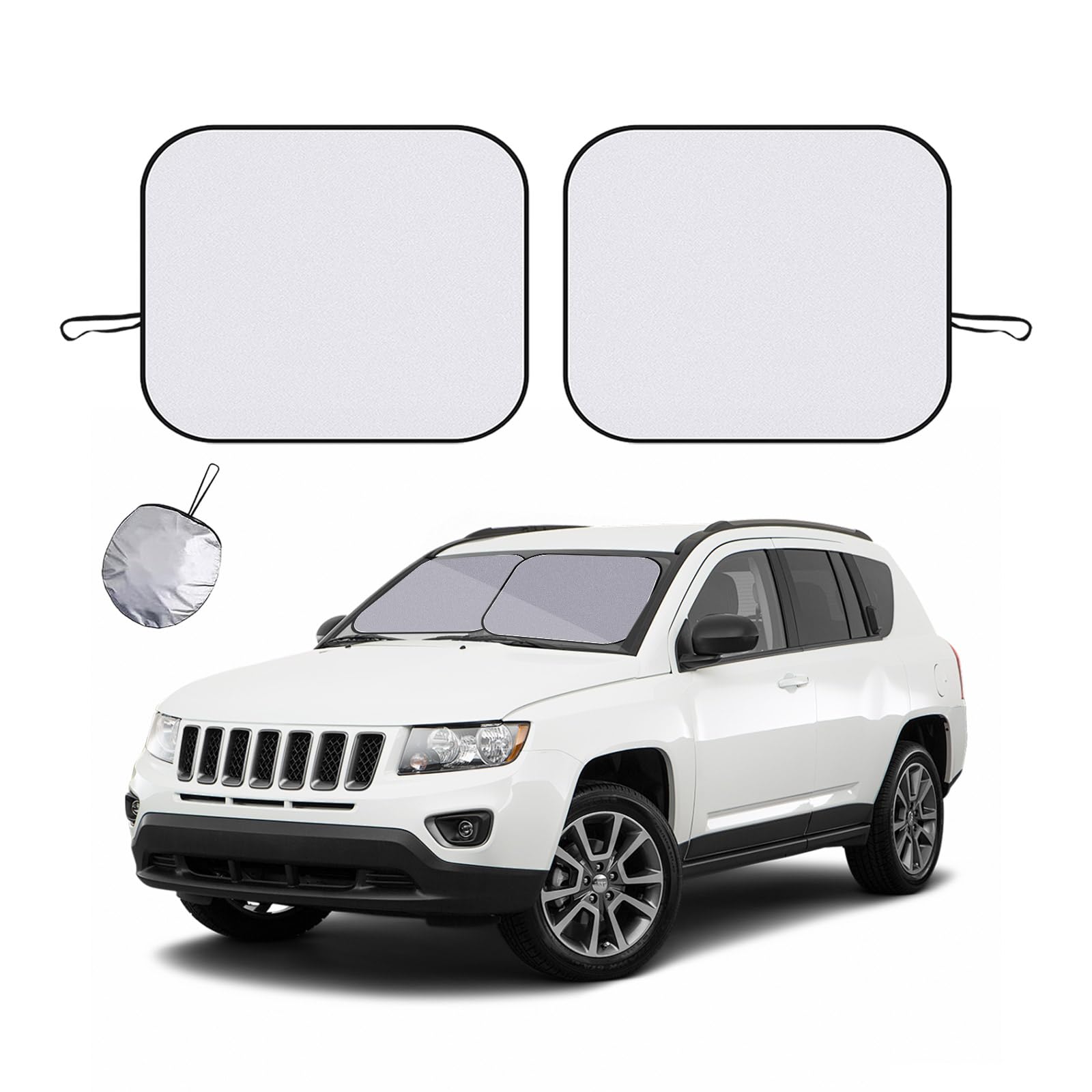 Ziciner 2 PCS Car Windshield Sun Shade, Auto Sun Heat and UV Rays Blocker, 33''  36'' Foldable Automotive Front Window Sunshade 