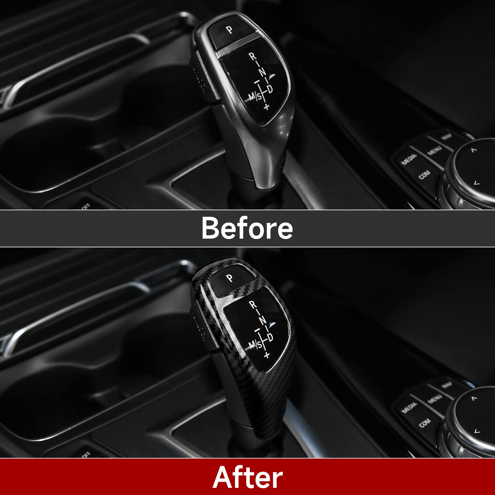 Hengyueshang Car Sticker Decals Gear Shift Knob Cover Carbon Color Abs Trim Fits For Bmw F20 F21 F22 F30 F31 F32 F33 F34 F35 F36 F07 F10 F12 F15 F16 F25 F26 Accessories (Style B)