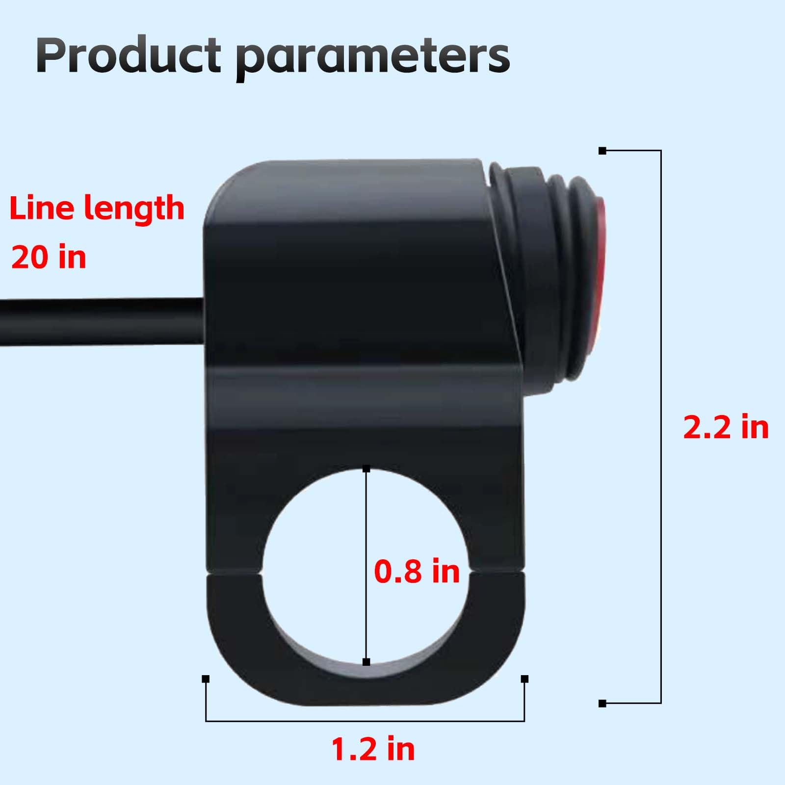 SKARORING Waterproof 7/8 Motorcycle ATV Light Bar Switch, 12V 16A CNC Aluminum Toggle with Red Indicator, Double Control (1 Pack)