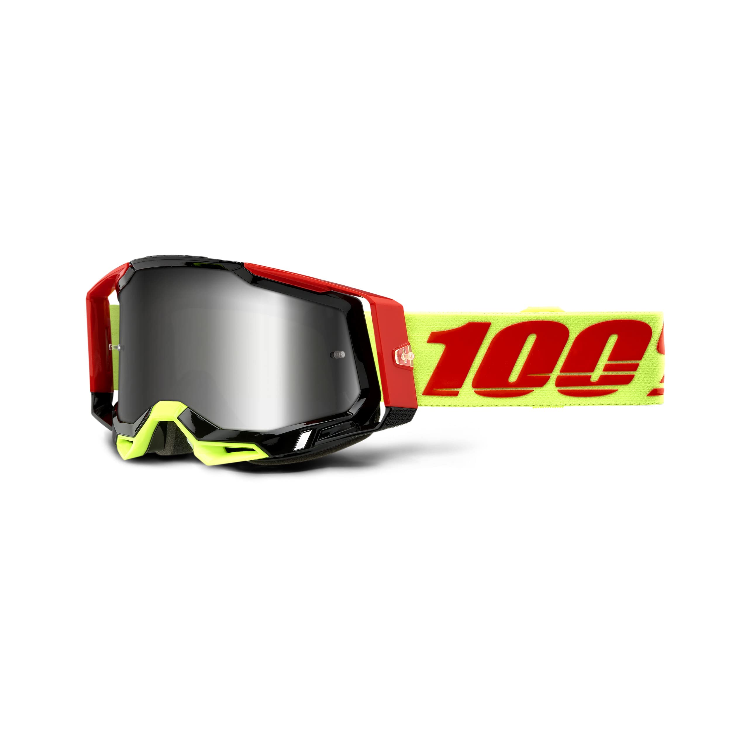 100% Racecraft 2 Mountain Bike & Motocross Goggles - MX and MTB Racing Protective Eyewear (Wiz - Mirror Silver Flash Lens)