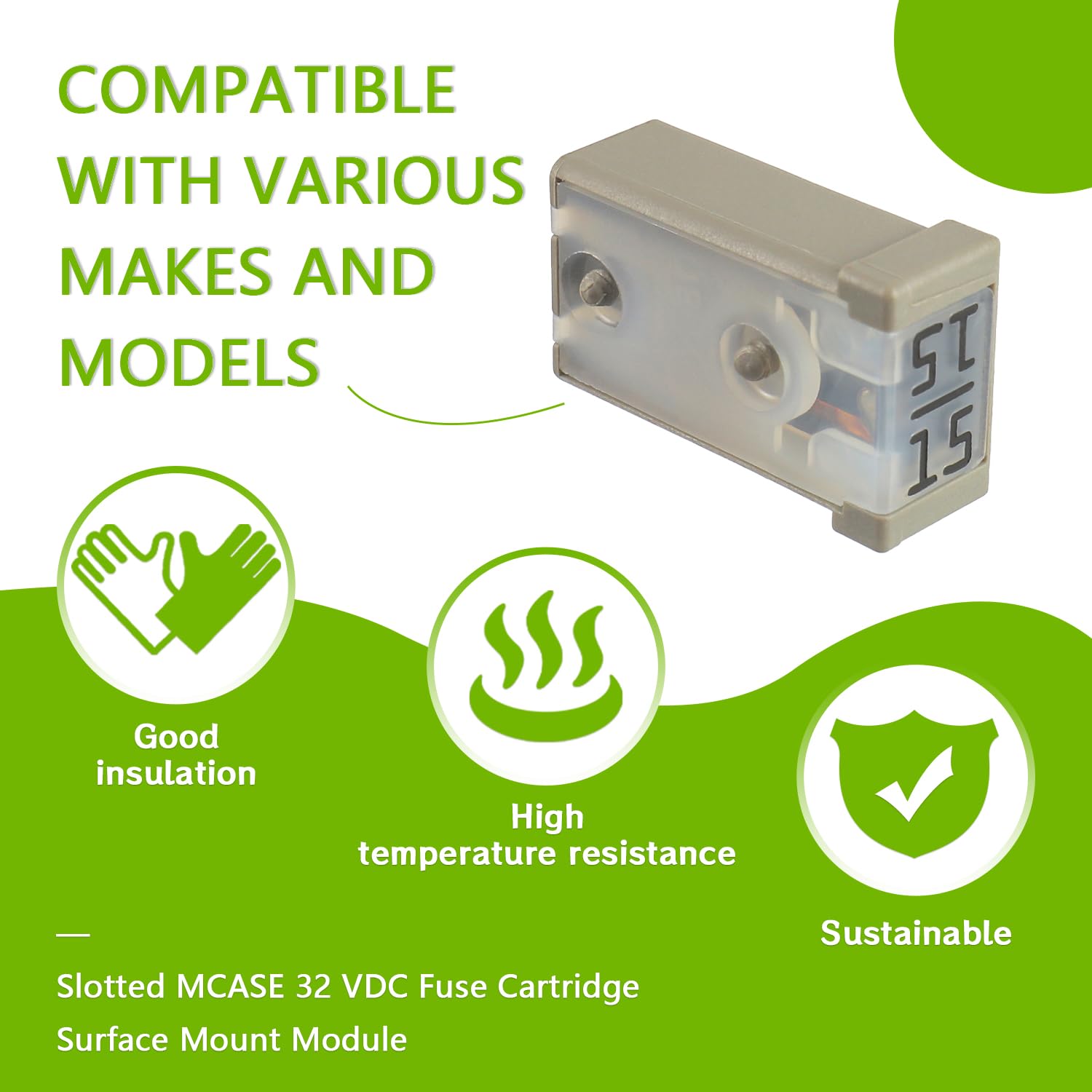 EPLZON 15A 32V Mini Automotive MCASE Shaped Cartridge Fuse Kit(Pack of 6pcs,15A)