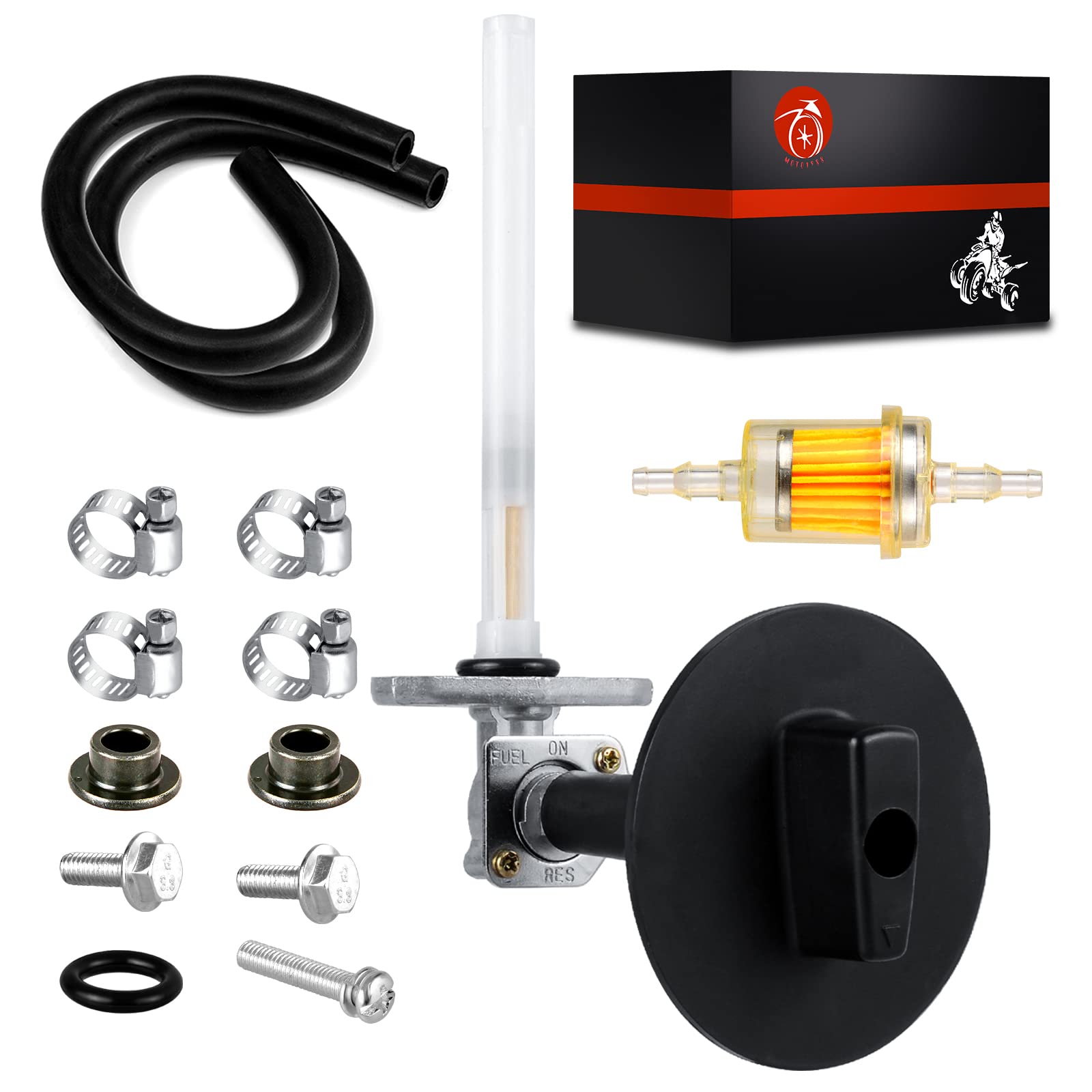 MOTO1988 Fuel Cock Valve Petcock Lever Screw and Shut Off Switch for Honda Recon 250 TRX250 Rancher 350 TRX350 Foreman 400 Ranch