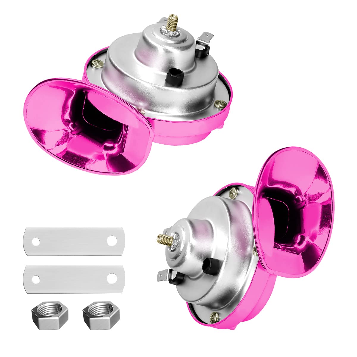 Blau Grun 2Pcs 300Db Super Loud Train Horns, 12V Waterproof Air Horns Replacement Kit, Car Air Electric Snail Double Horn, Autom