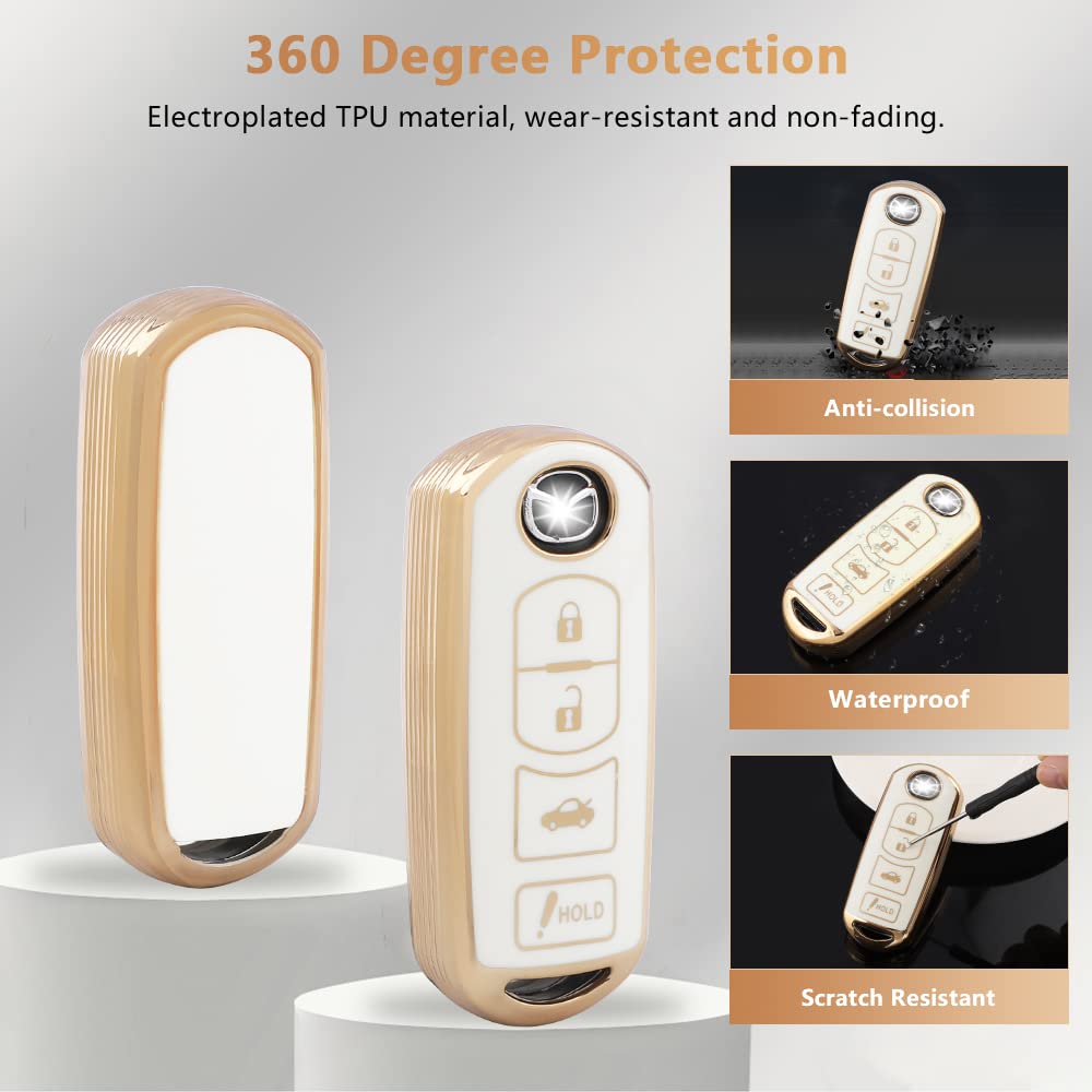 Pifoog For Mazda Key Fob Cover 6 3 Cx5 Cx9 Cx-3 Mx5 Mitia Accessories Girly Women Soft Tpu Car Keys Shell Case 4 Buttons Full Co