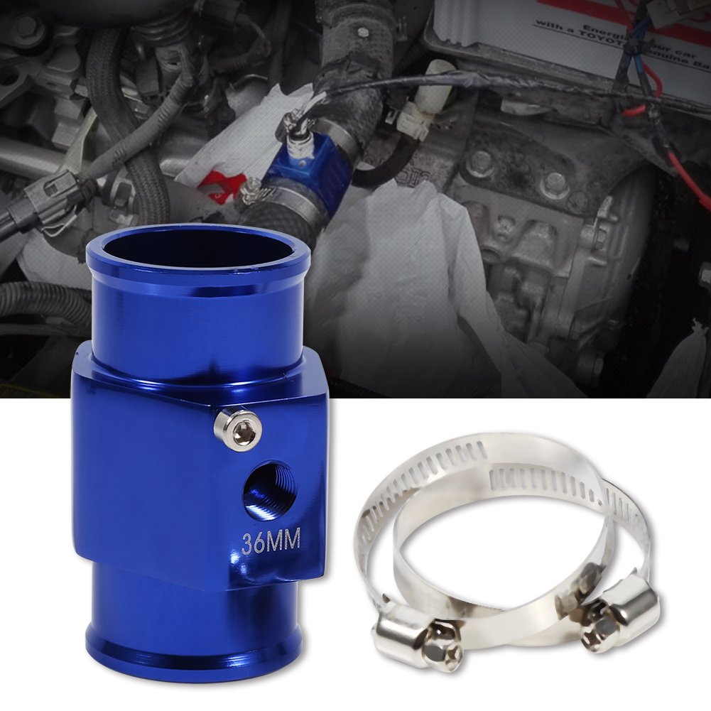 Keenso 36Mm Hose Bung, Water Coolant Temperature Adapter Aluminum Water Temp Meter Temperature Gauge Joint Pipe Radiator Adapter Clamps