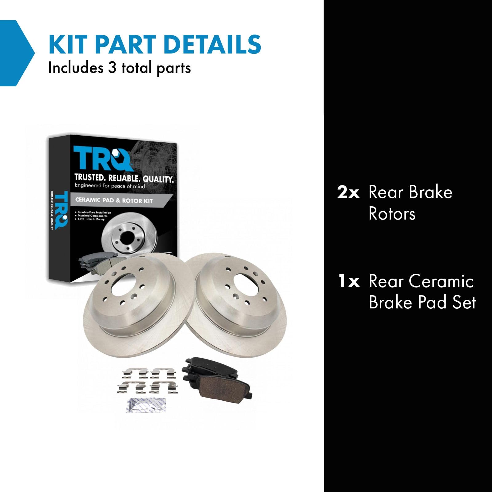 Trq Rear Brake Pad & Rotor Kit Brake Pads Brake Rotor Ceramic Compatible With 2009 Kia Borrego