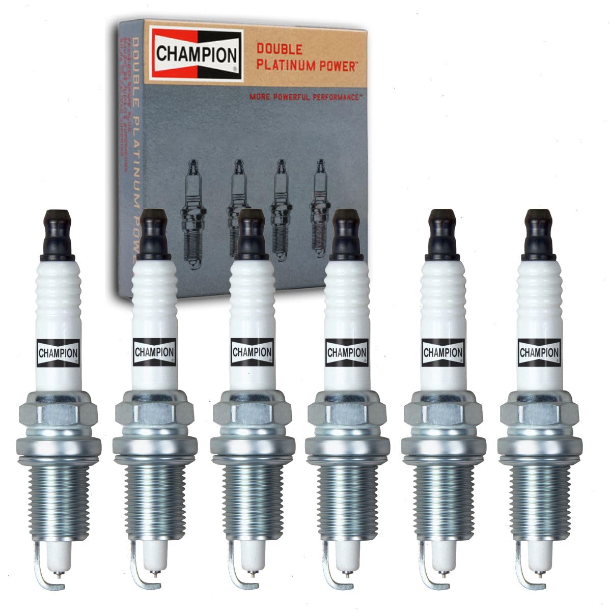 6 pc Champion Double Platinum Spark Plugs compatible with Jeep Wrangler 4.0L 4.2L L6 1987-2006