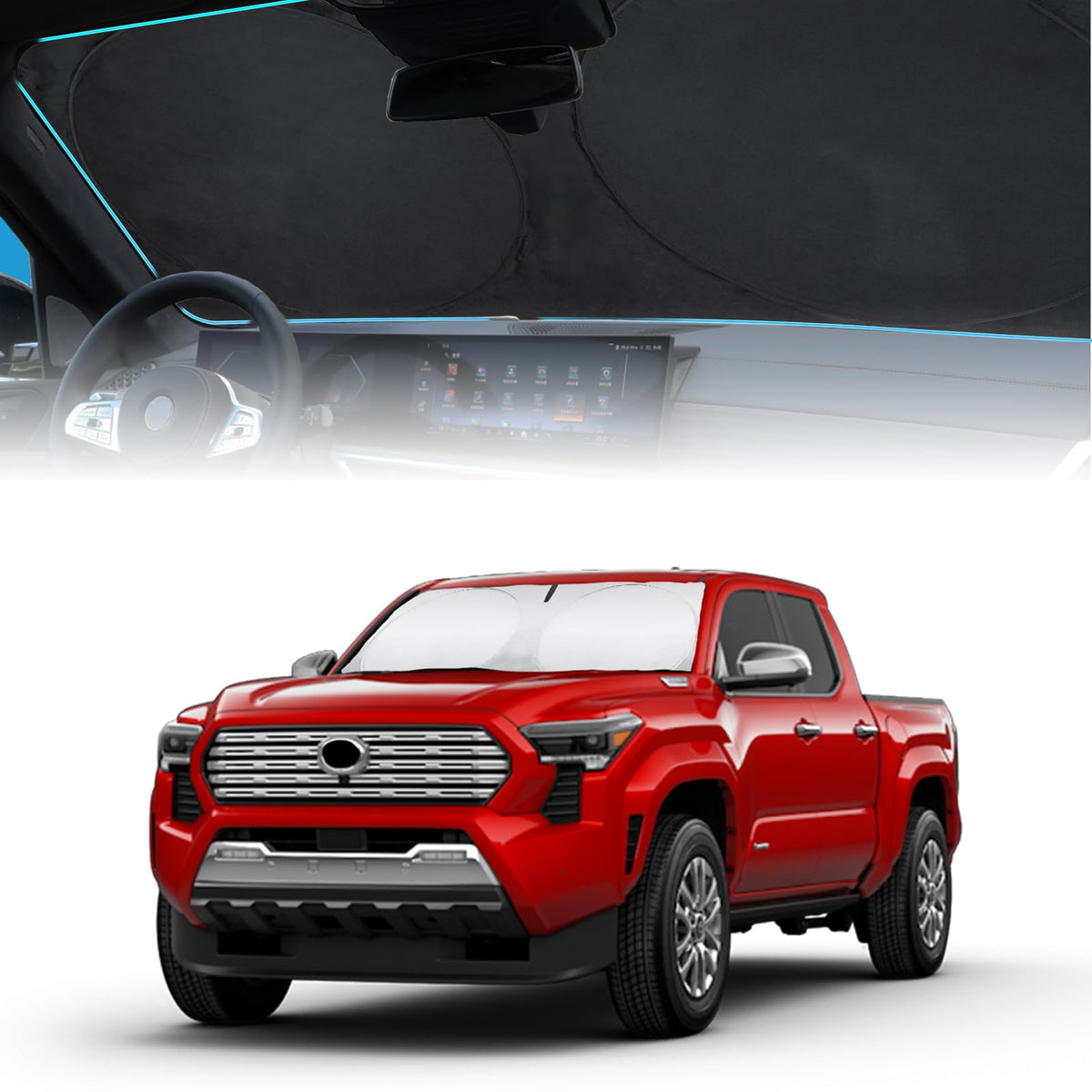 Insauto For Tacoma 2022 Windshield Sun Shade Window Sunshade Custom Fit 2016-2023 Toyota Tacoma 2Dr 4Dr Pickup Truck Windshield