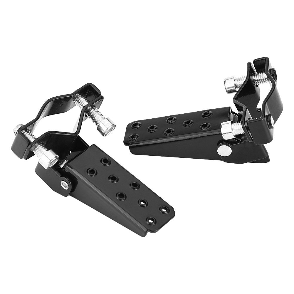 Keenso Mini Bike Foot Rest, Stylish Black Folding Motorcycle Foot Pegs Simple Clamp On Foot Pegs Foot Rest Pedals