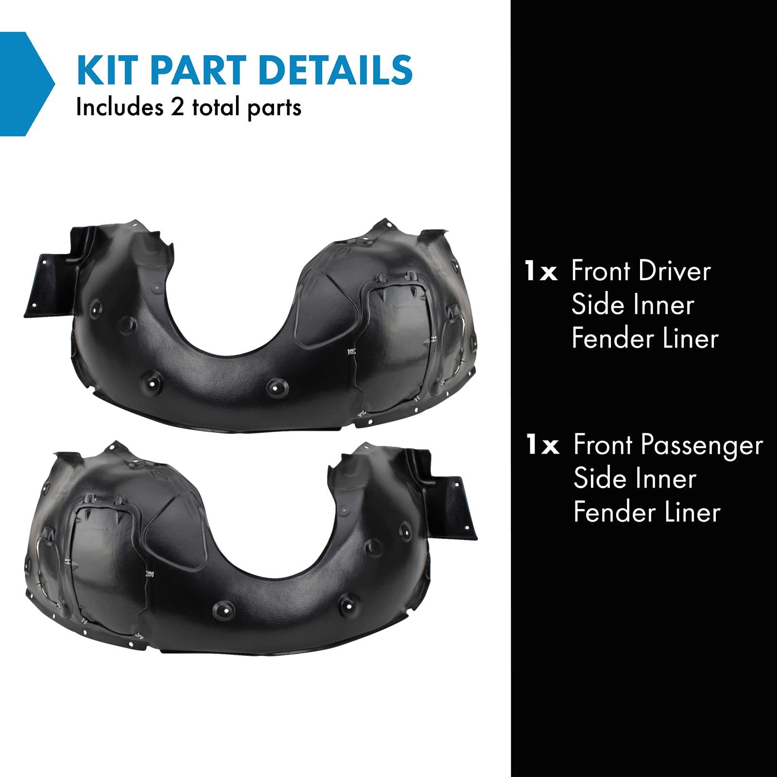 Trq Front Inner Fender Liner Set Compatible With 2003-2008 Bmw Z4 Bm1248113 Bm1249113