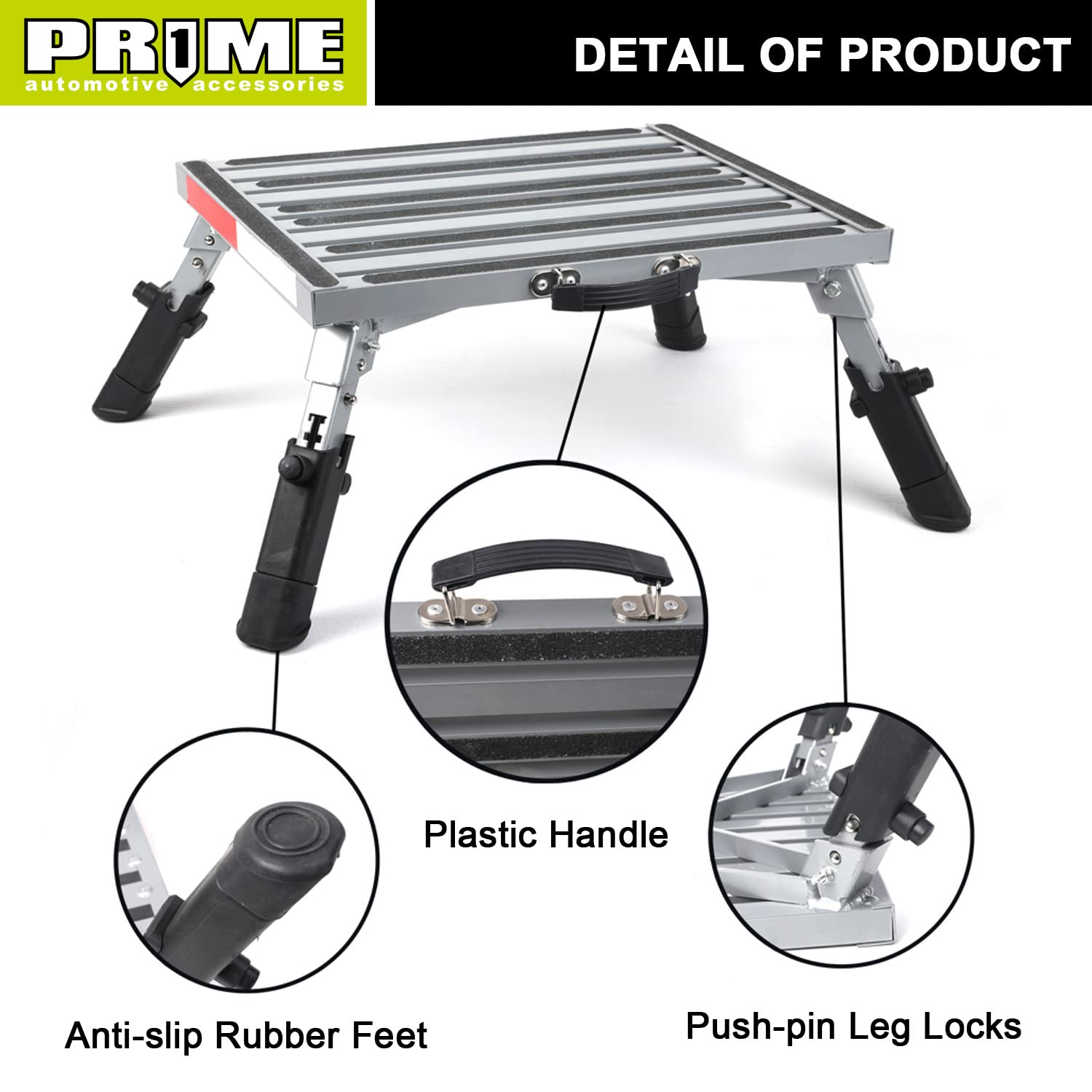 Prime 1 Safety RV Steps Extra Large Platform 19in x 14.5in Extra Size RV Folding Step Stool and Ladder, 600lbs, Height Adjustabl