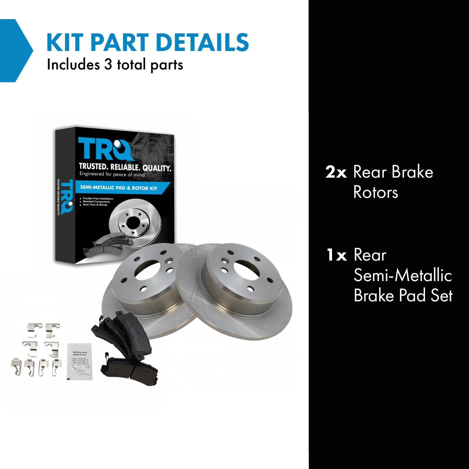 Trq Rear Brake Pad & Rotor Kit Brake Pads Brake Rotor Semi-Metallic Compatible With 1999-2003 Lexus Rx300