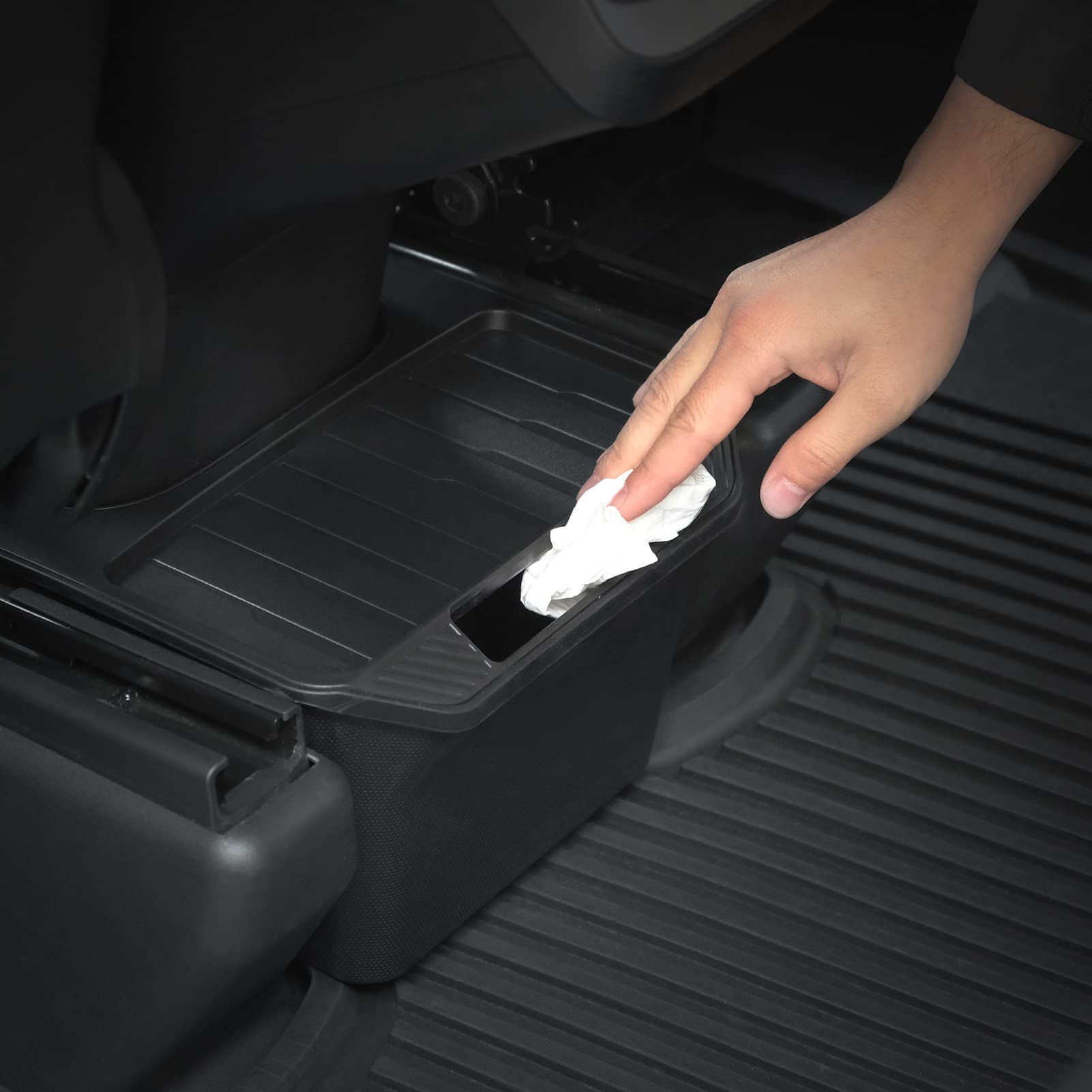 Jawjut Trash Can,Compatible With Tesla Model Y,Garbage Can Bin Accessories,Rear Center Console Storage Box Organizer,Black