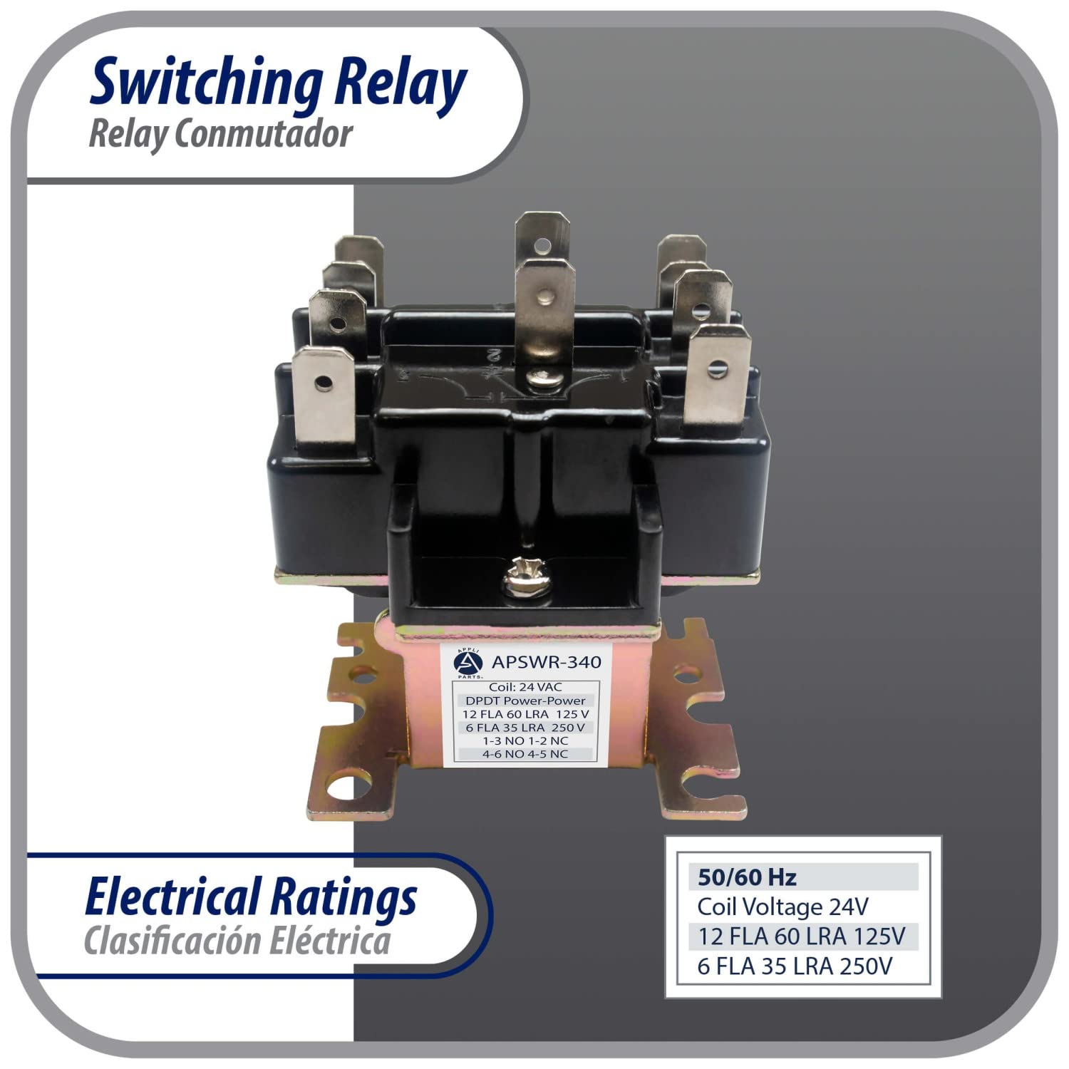 Appli Parts Apswr-340 90-340,24 Vac Coil, General Purpose Switching Relay,Dpdt, For Hvac Applications And Other General Electric