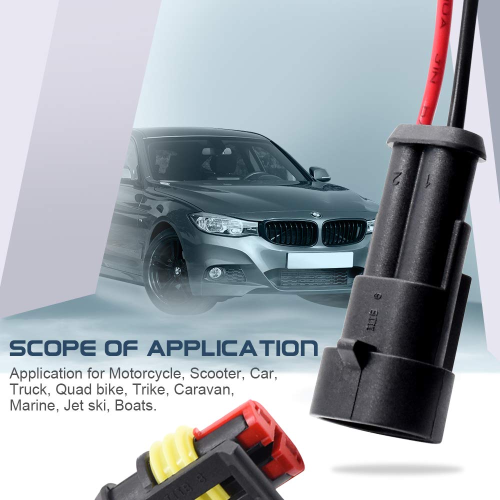 2 Pin Connector Waterproof Connector,Male And Female Way 16 Awg Wire Suitable For Car Truck, Boat And Other Wire Connection (5 K