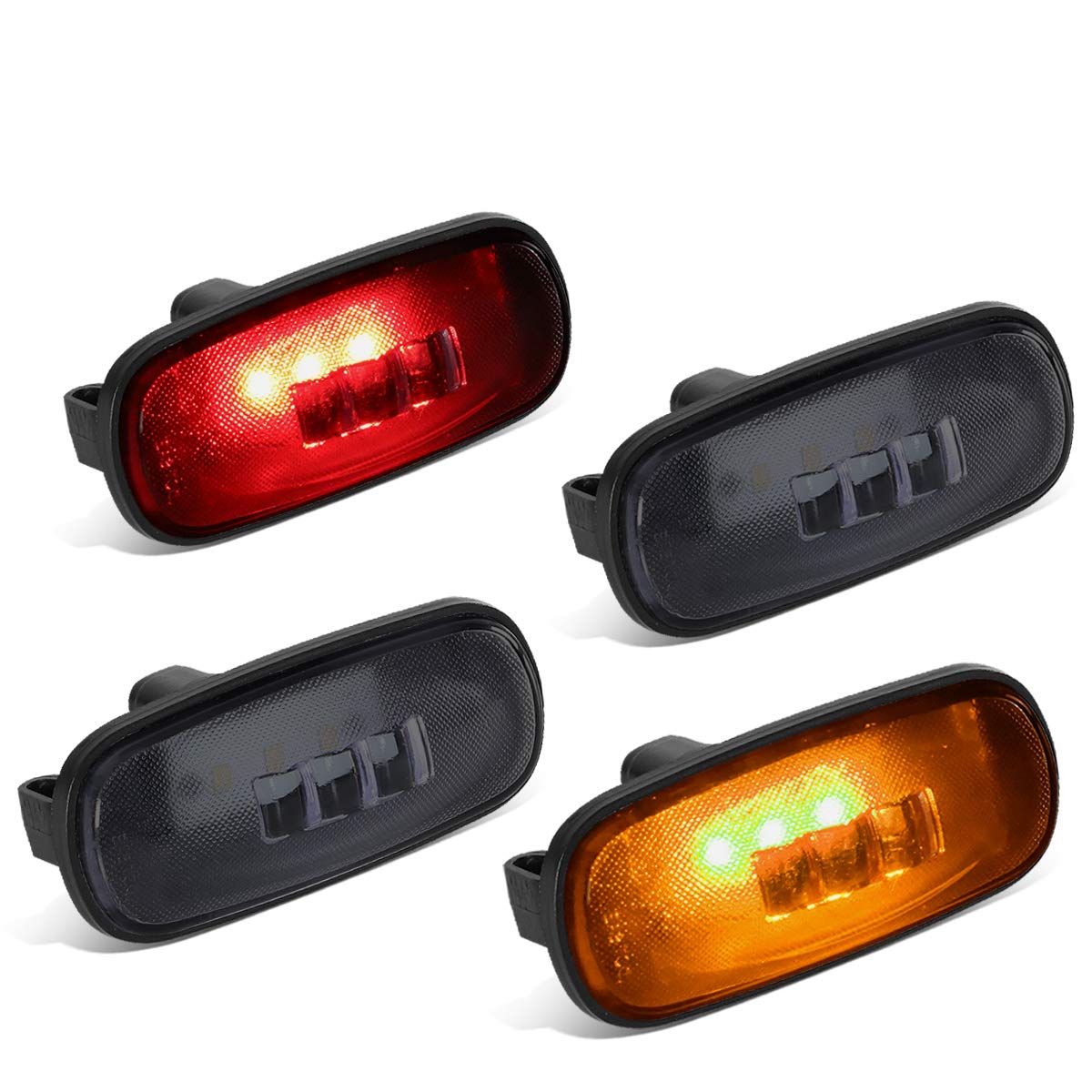 Dna Motoring Fendl-Dram02-Sm 4Pcs Smoked Lens Dually Fender Led Side Marker Light Lamps