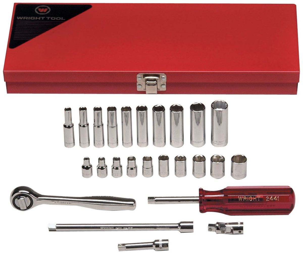 Wright Tool 223 1/4' Drive 6 Point Standard and Deep Socket Set (23-Piece)