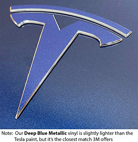 Custom Cut Graphics Logo Decal Wrap For Tesla Model Y, 11-Pc Set (Deep Blue Metallic)