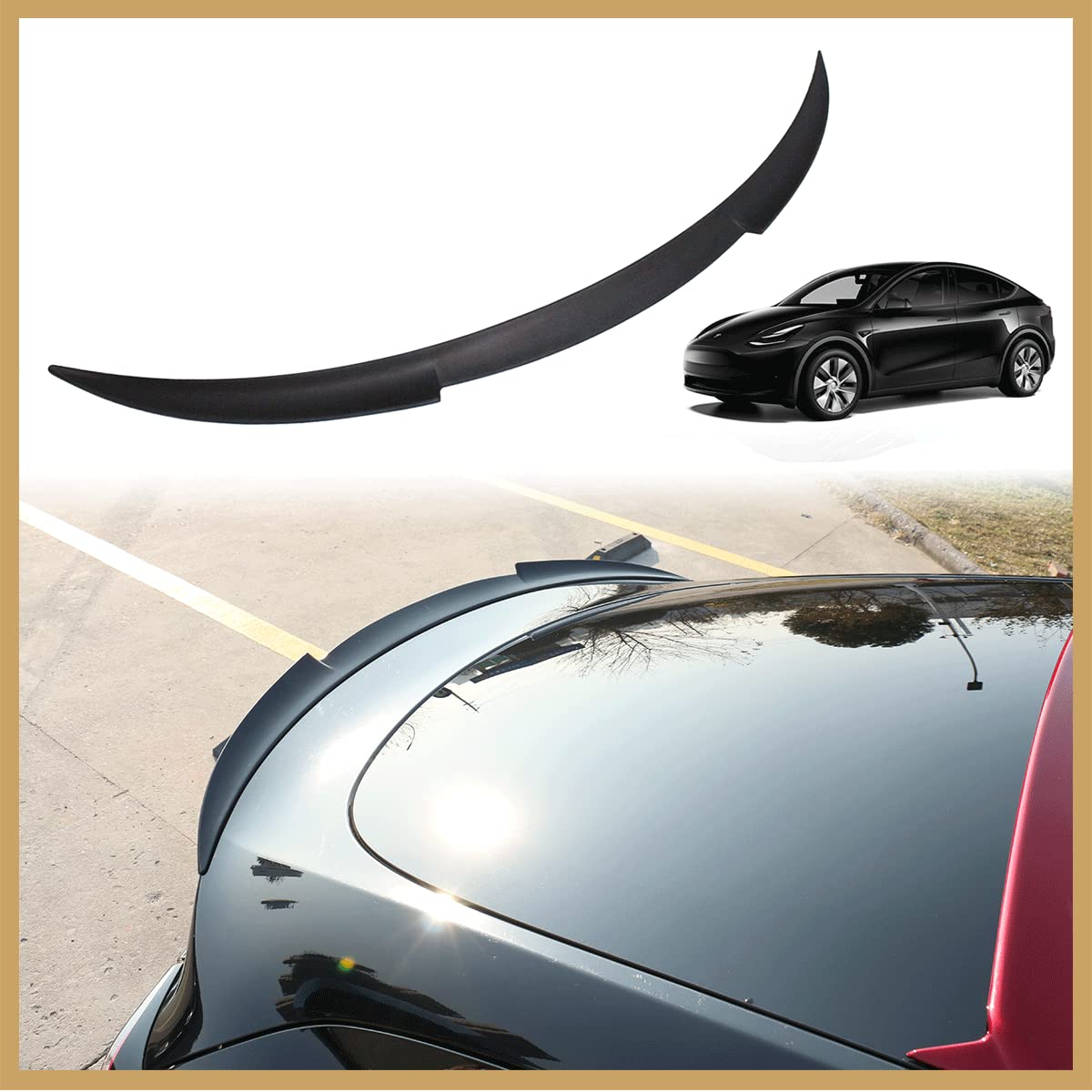 Aoskonology For Tesla Model Y Rear Spoiler Wings Abs For 2020-2023 Tesla Model Y Rear Trunk Spoiler Lip Tail Wing Rear Trunk Lid (V2 Duckbill Spoiler  Matt Black) -Like New