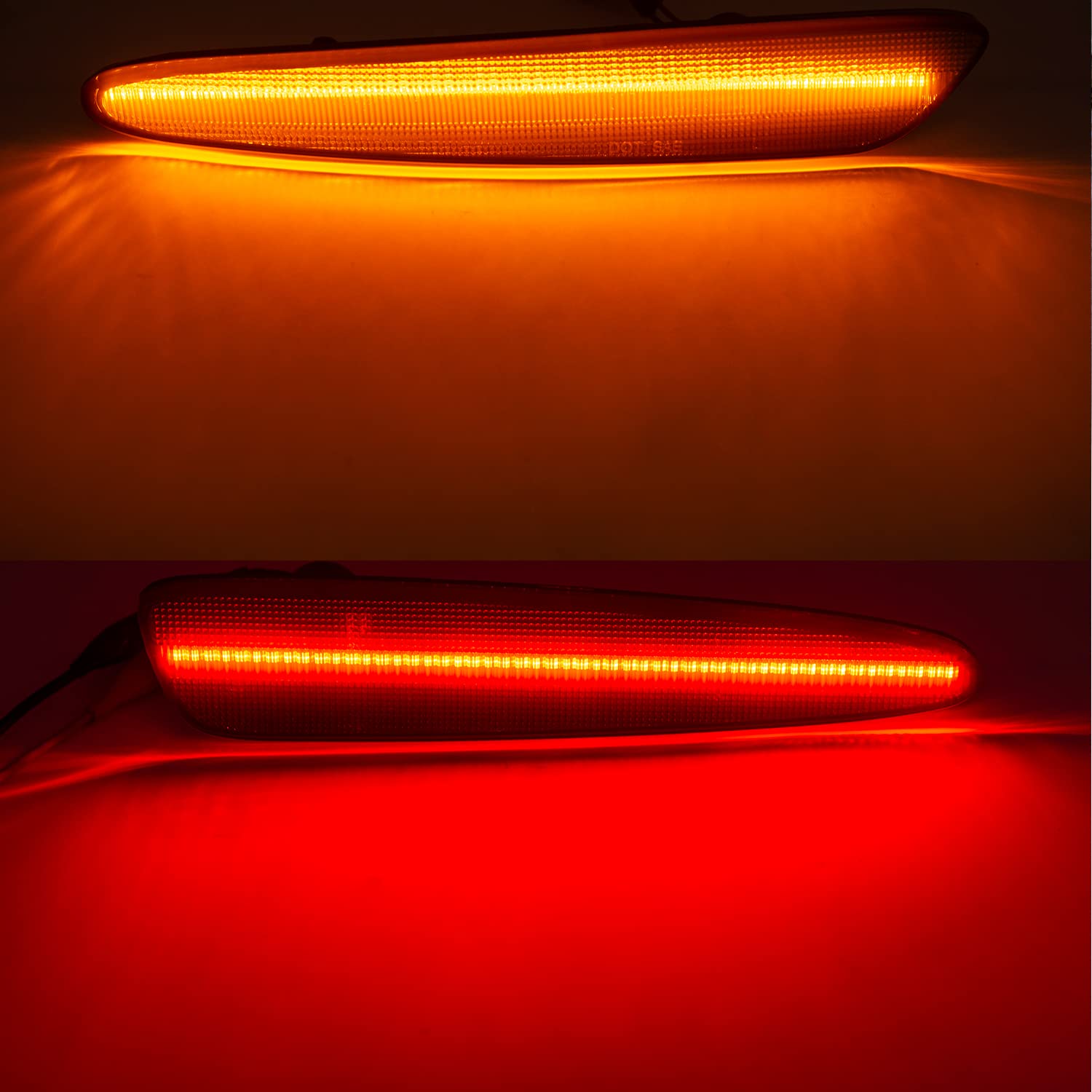 NSLUMO LED Side Marker Lights for Chevy Corvette C6 Z06 ZR1 2005-2013 Smoked Lens Amber Front & Rear Red C6 Marker Lights Replac