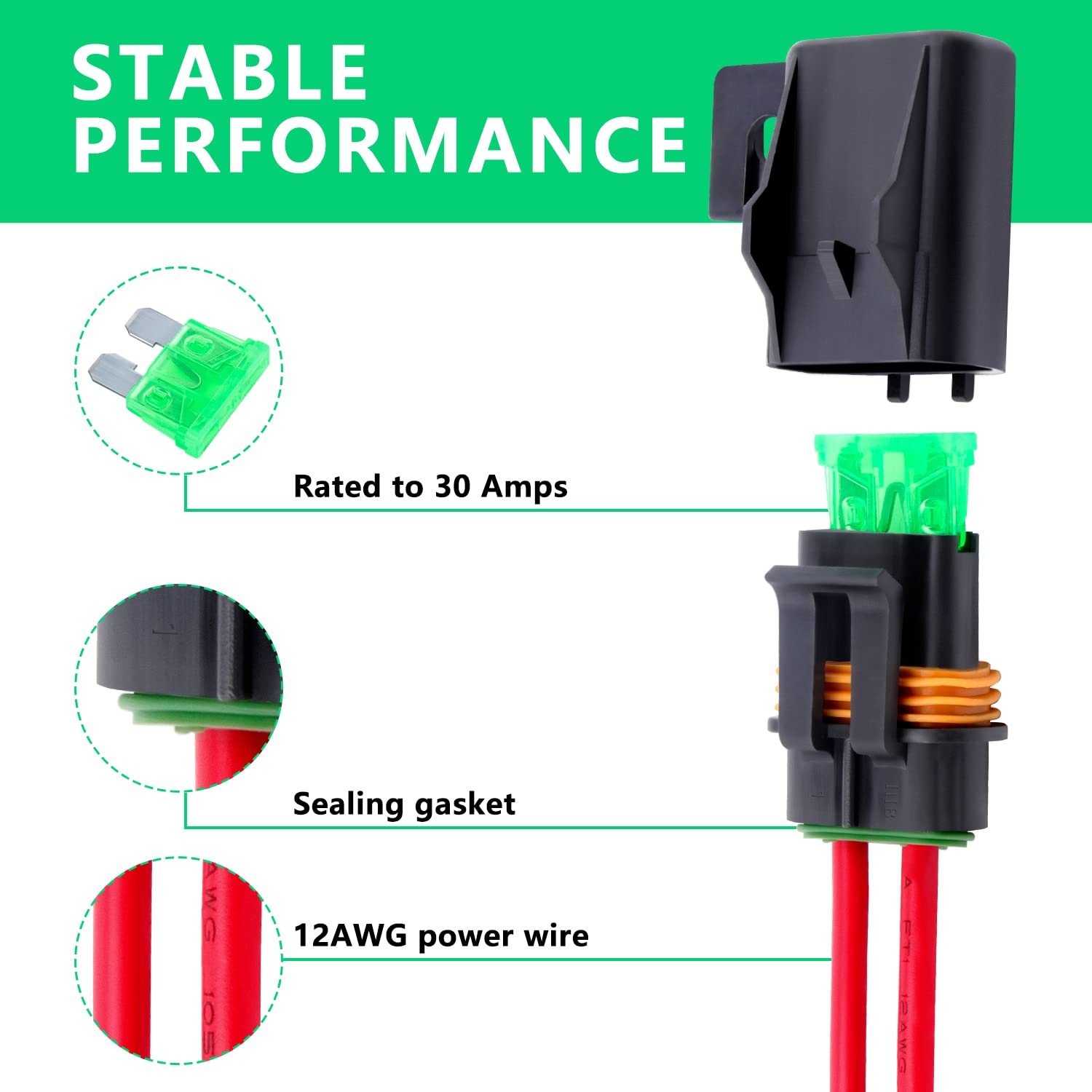 Newdeli Waterproof Inline Fuse Holder 12V with Cover 6 Pack - Automotive/Marine/Vehicle Weatherproof ATO/ATC Blade Fuse Holder 1