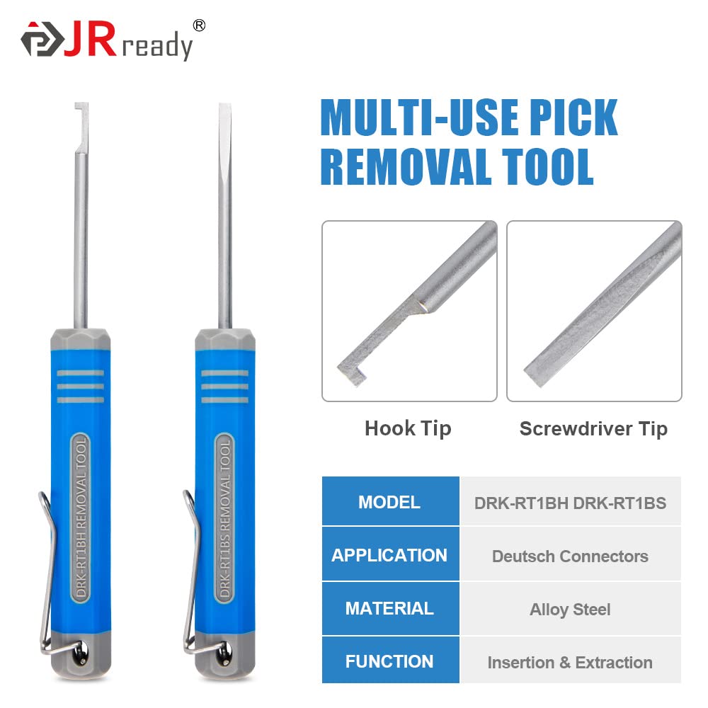 Jrready 2 Pin Way Deutsch Dt Connector Kit, Size 16 Stamped Contacts 14-18Awg, Seal Plugs, Dt04-2P Dt06-2S Gray Waterproof Autom