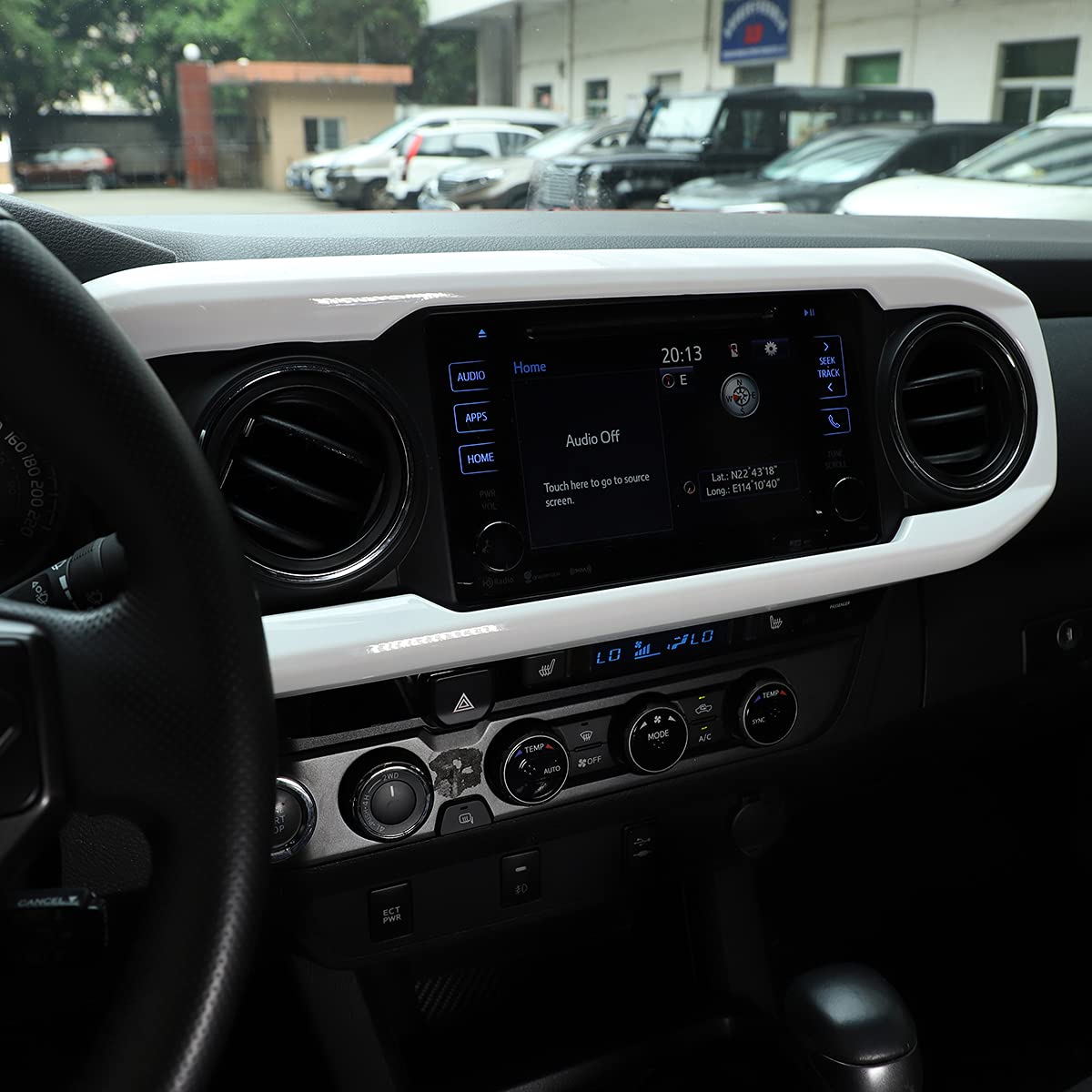 Llkuang Car Central Console Dashboard Panel Frame Cover Compatible With Toyota Tacoma 2016-2023 Console Dashboard Air Conditioner Outlet Decorative Border Frame Trim (White)