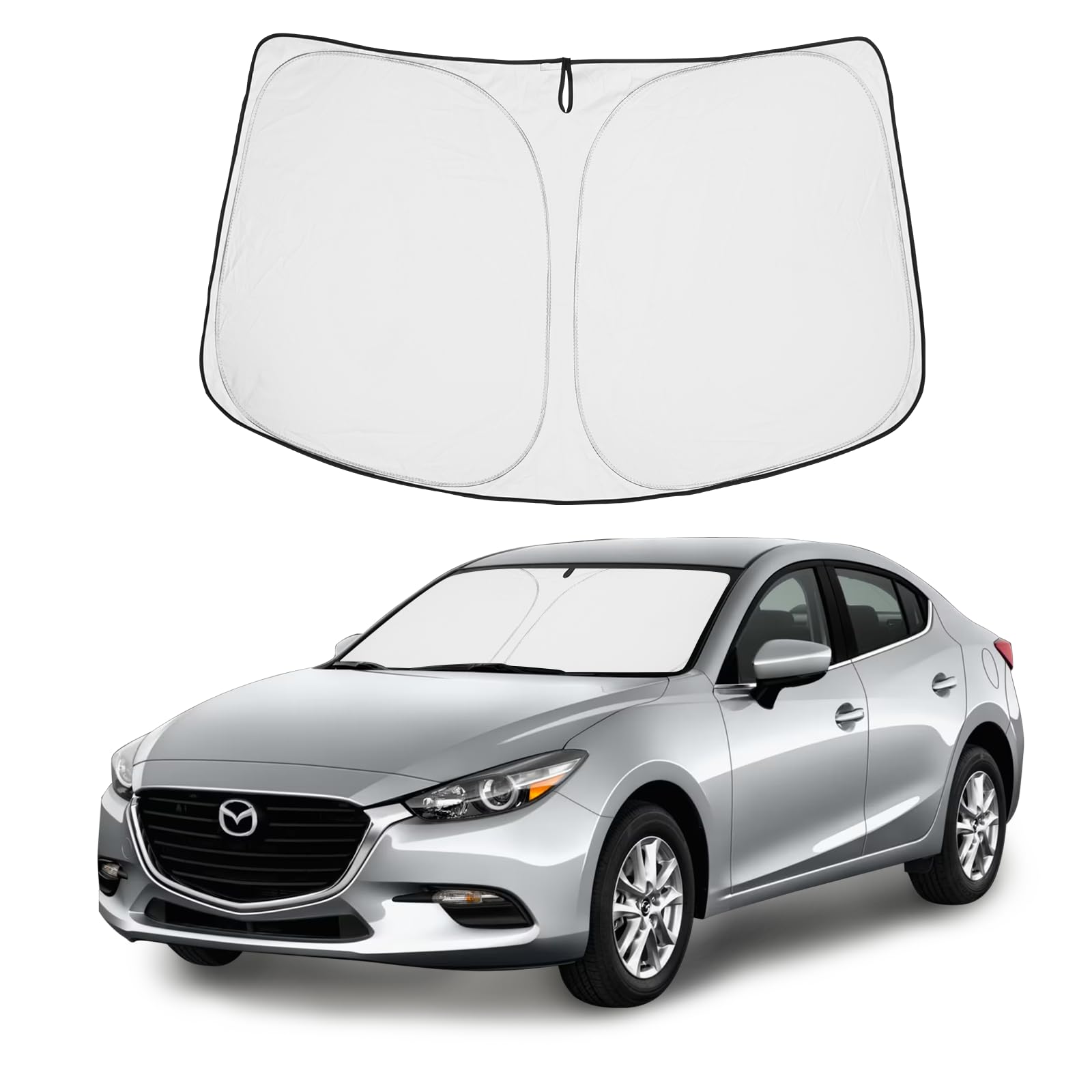 Proadsy Front Windshield Sun Shade Foldable Sunshade Protector Custom Fit 2014-2018 Mazda 3 Accessories 2024 Upgrade