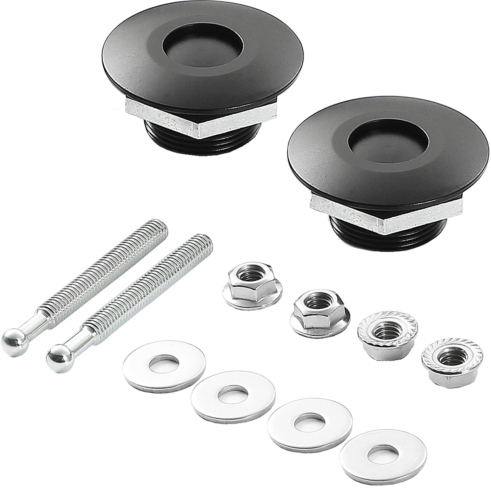 Stetion Quick Release Latch License Plate Lock Clip 1.25 Diameter Aluminum Alloy Car Hood Pins Lock Clip Kit For Bumper Hood License Plate (2 Pack - Black)