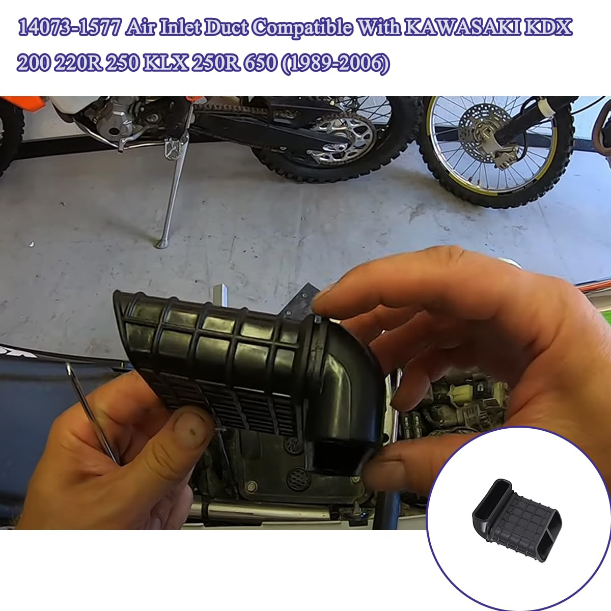 14073-1577 Air Inlet Duct Compatible With Kawasaki Kdx 200 220R 250 Klx 250R 650 (1989-2006)