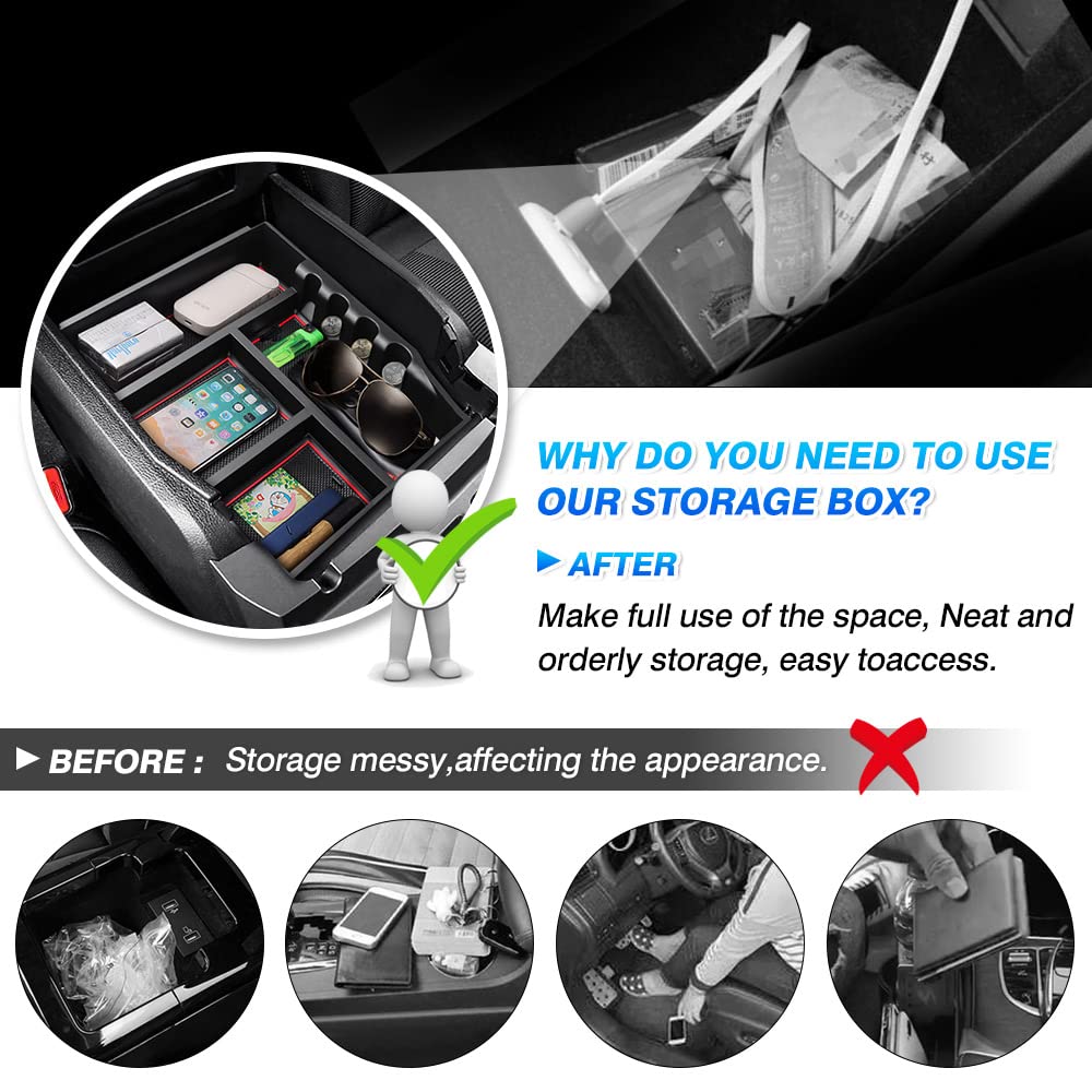 Autorder Compatible With Center Console Organizer Ford F-150 F150 2021 2022 2023 Accessories Armrest Box Secondary Storage Box I