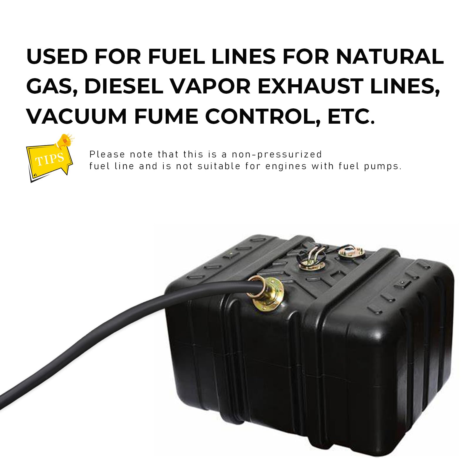 Augeny 10 Feet 1/4 Inch Id Fuel Line Hose With 20Pcs 2/5' Hose Clamps, Rubber Stretchy Fuel Line Kit For Motorcycle Small Disel Powersports Engines, Mowing Machine, Snow Machine (Black)