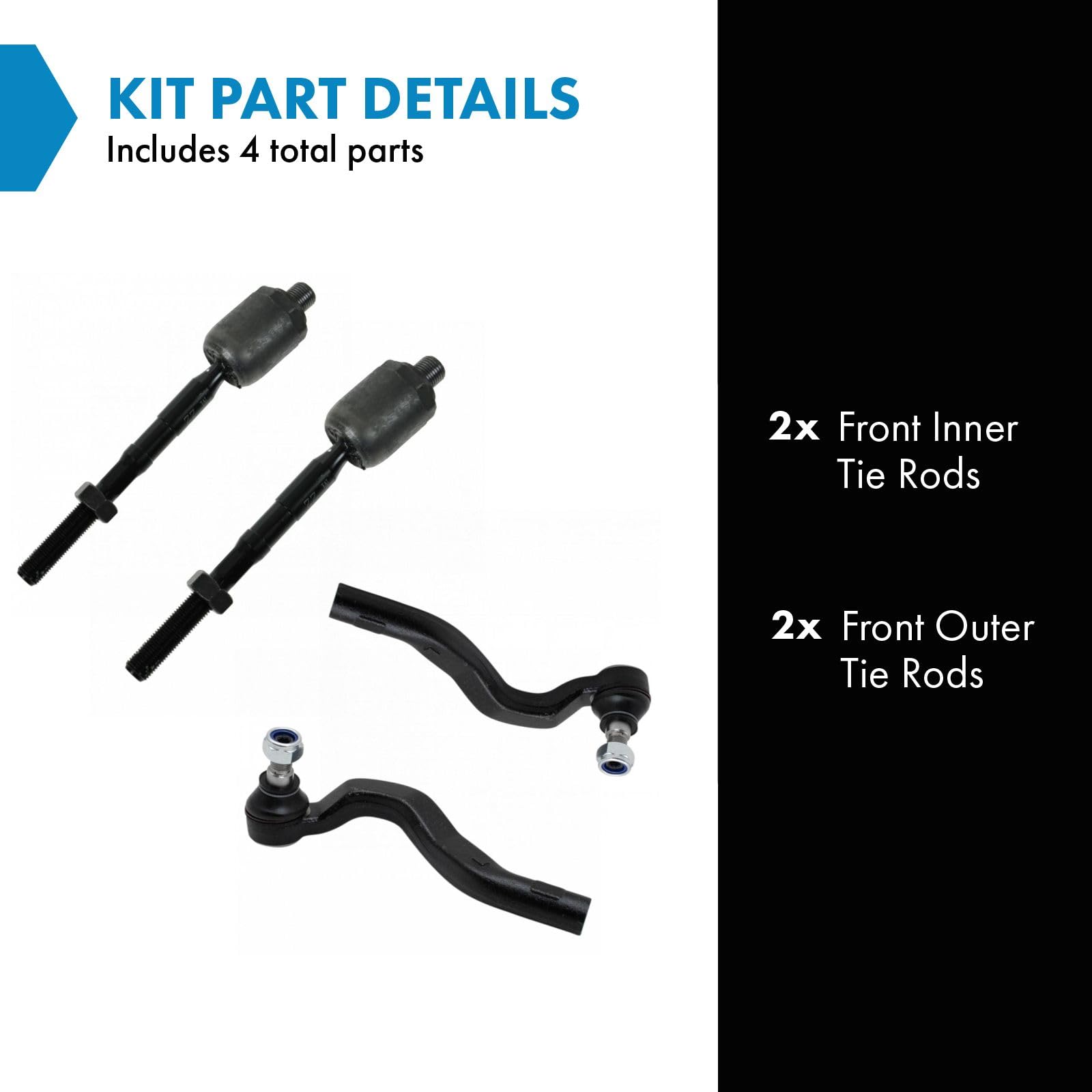 Trq Front Tie Rod Set Compatible With 1998-2003 Mercedes-Benz E320 2000-2002 E430